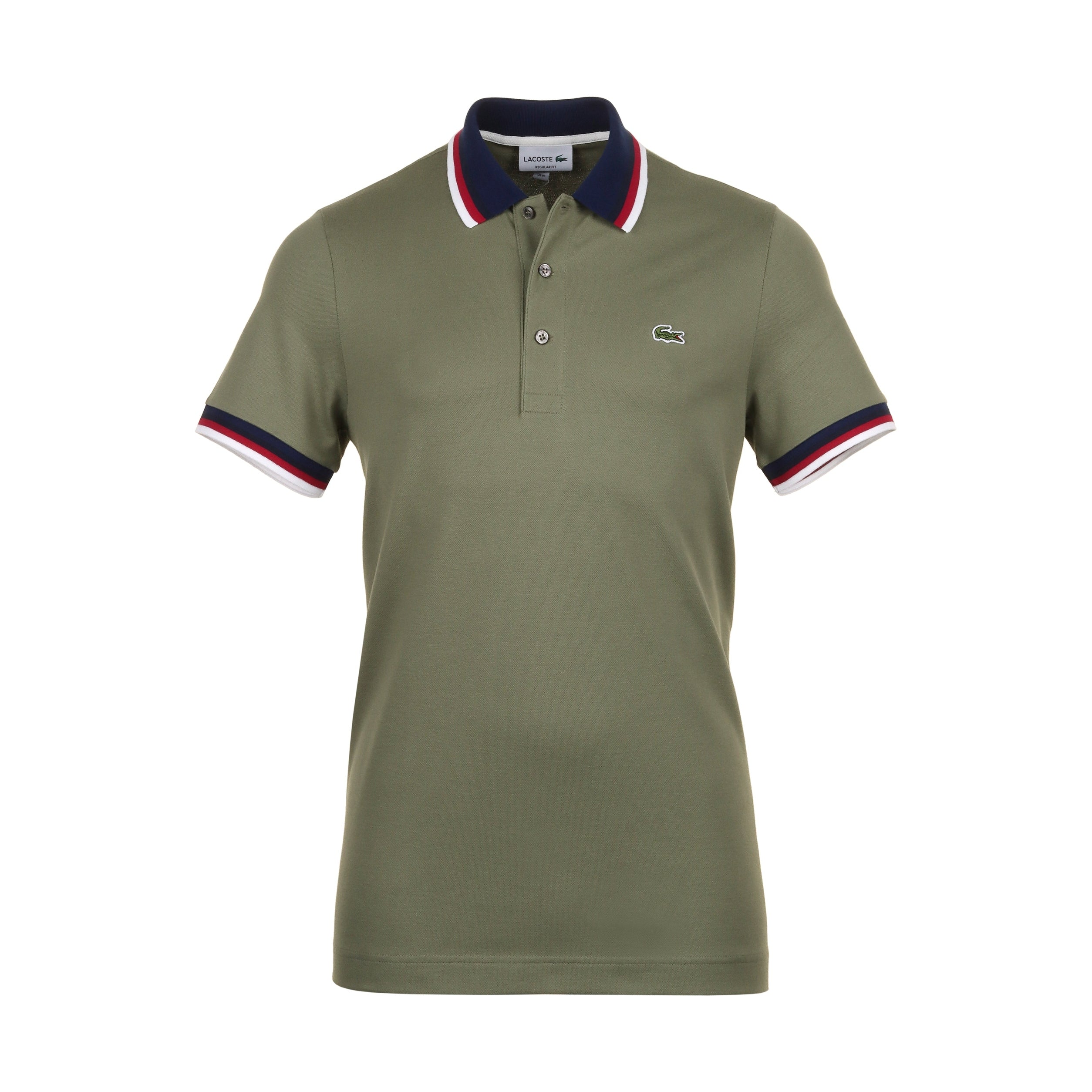 Lacoste Contrast Collar Pique Polo Shirt PH3461 Khaki BMY Function18 Restrictedgs