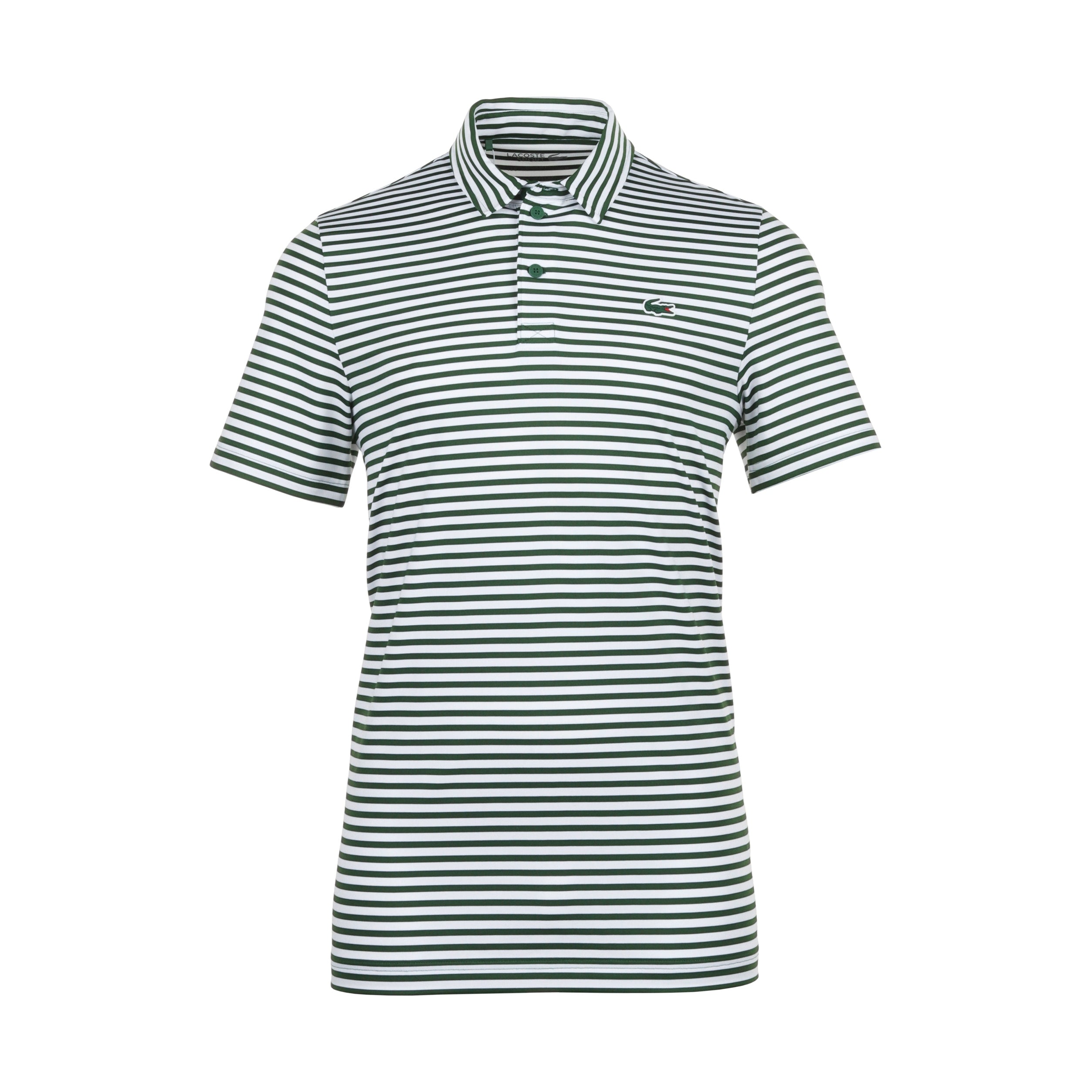 Lacoste Golf All Over Stripe Polo Shirt DH7418 Green White 291 Function18