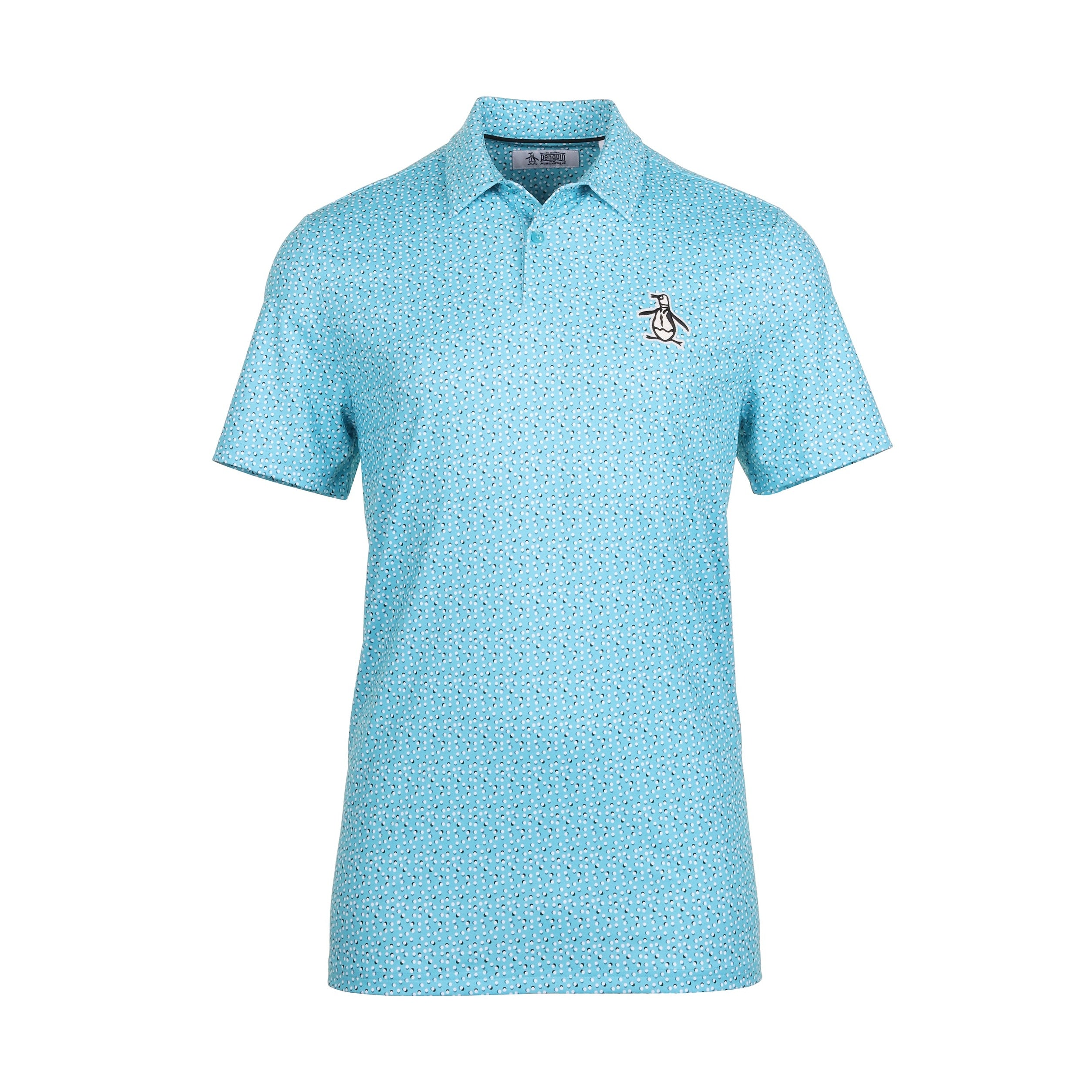 Original Penguin Golf Ball Print Polo Shirt OGKSE021 Blue Atoll 432 Function18 Restrictedgs