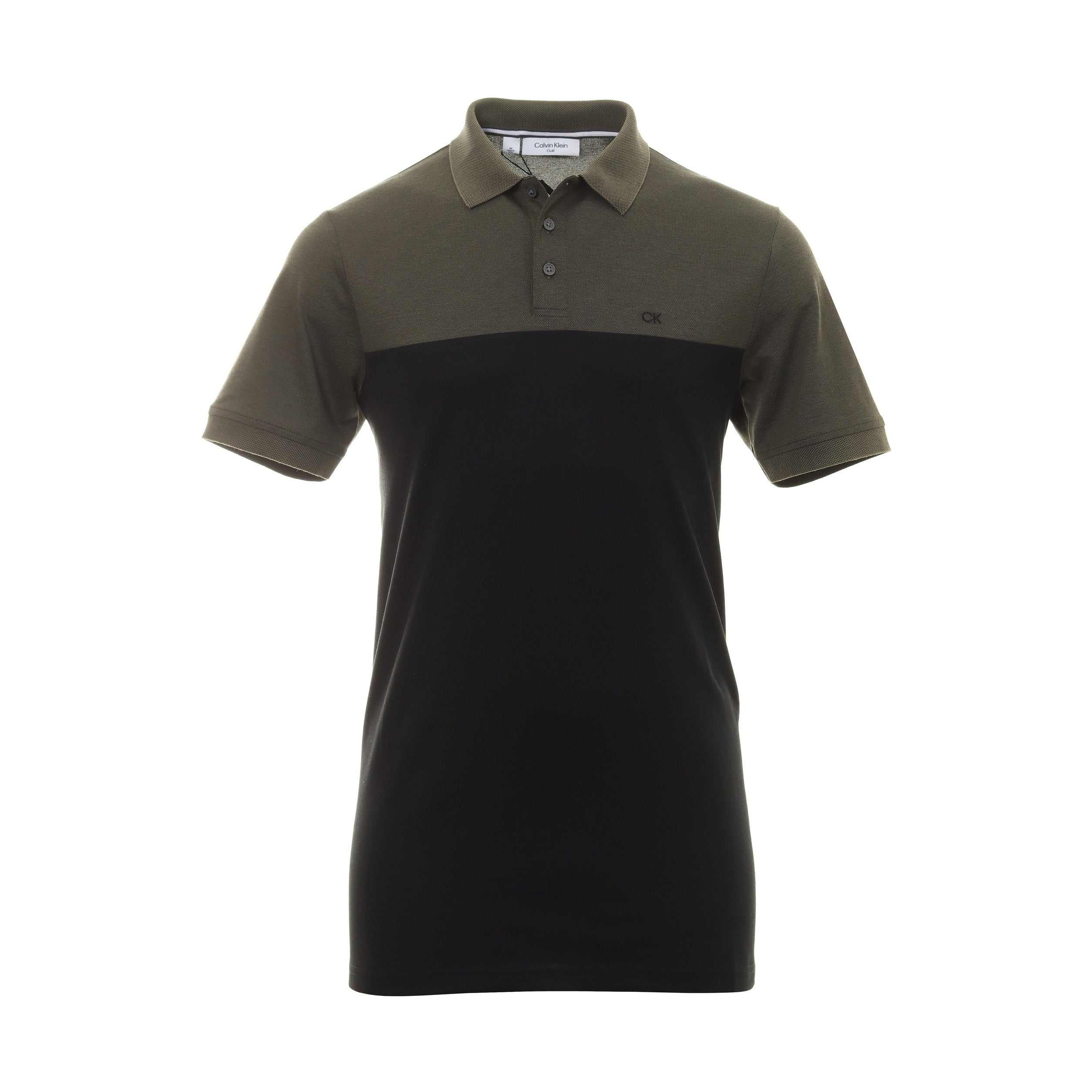 Calvin Klein Golf Colour Block Polo Shirt Mens Size Large L C9690 O.Marl Blk Green