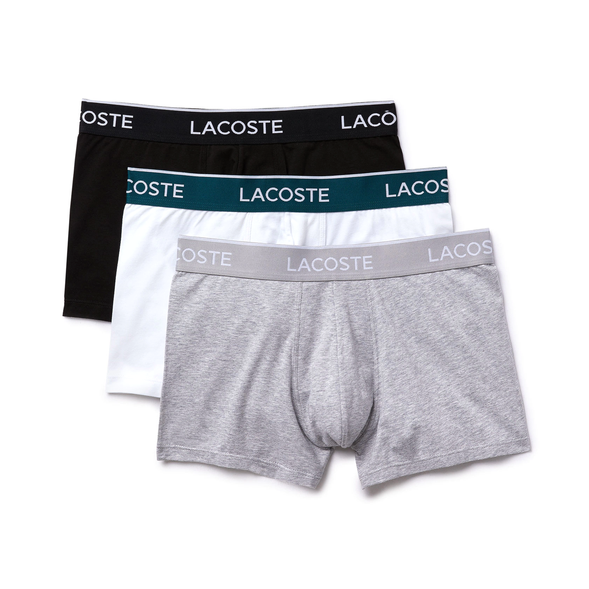 Lacoste mens 3-pack Casual Cotton Stretch All Over Lacoste Boxer Briefs,  Black/White-silver Chine, Small US at  Men's Clothing store