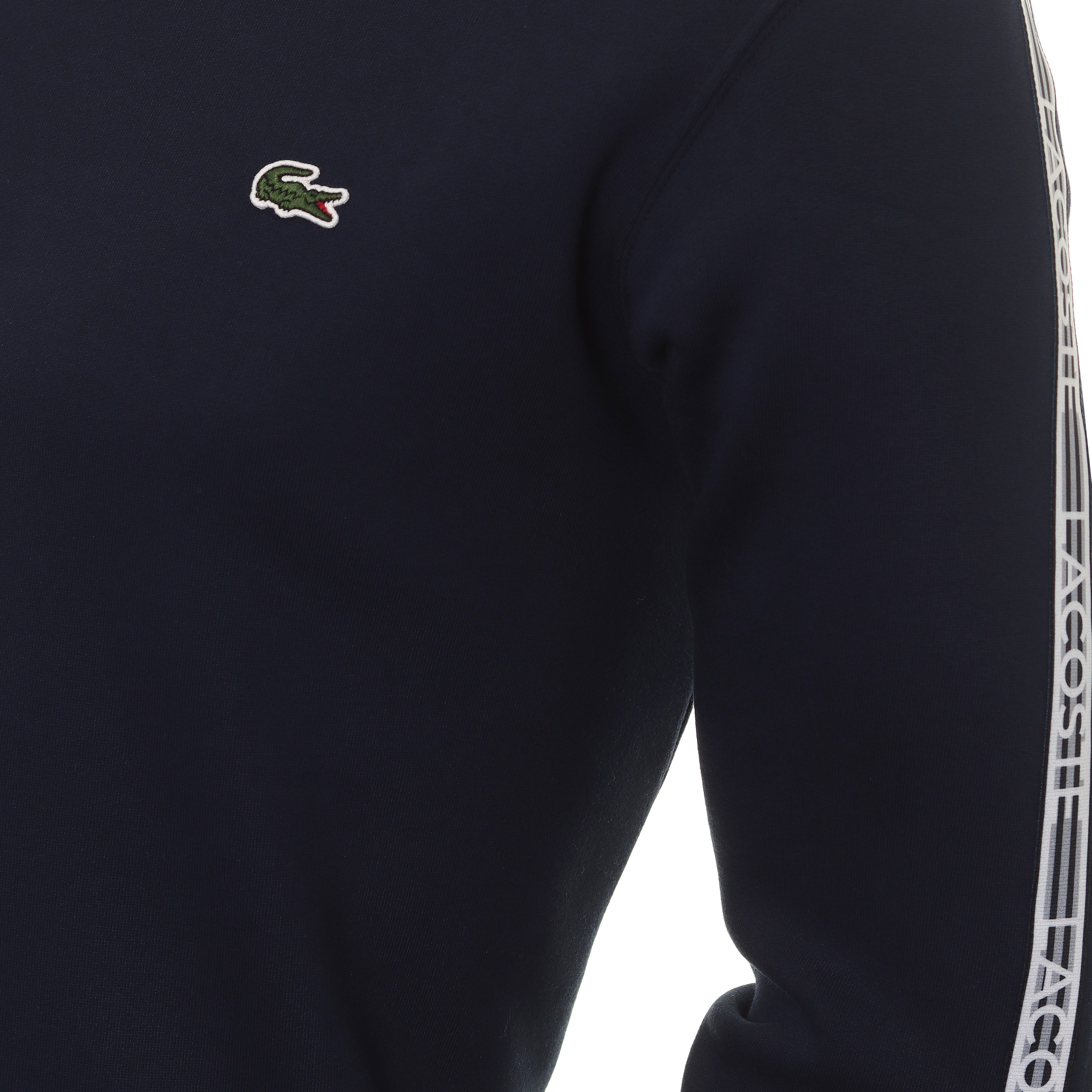 Lacoste striped sleeve crew on sale sweater