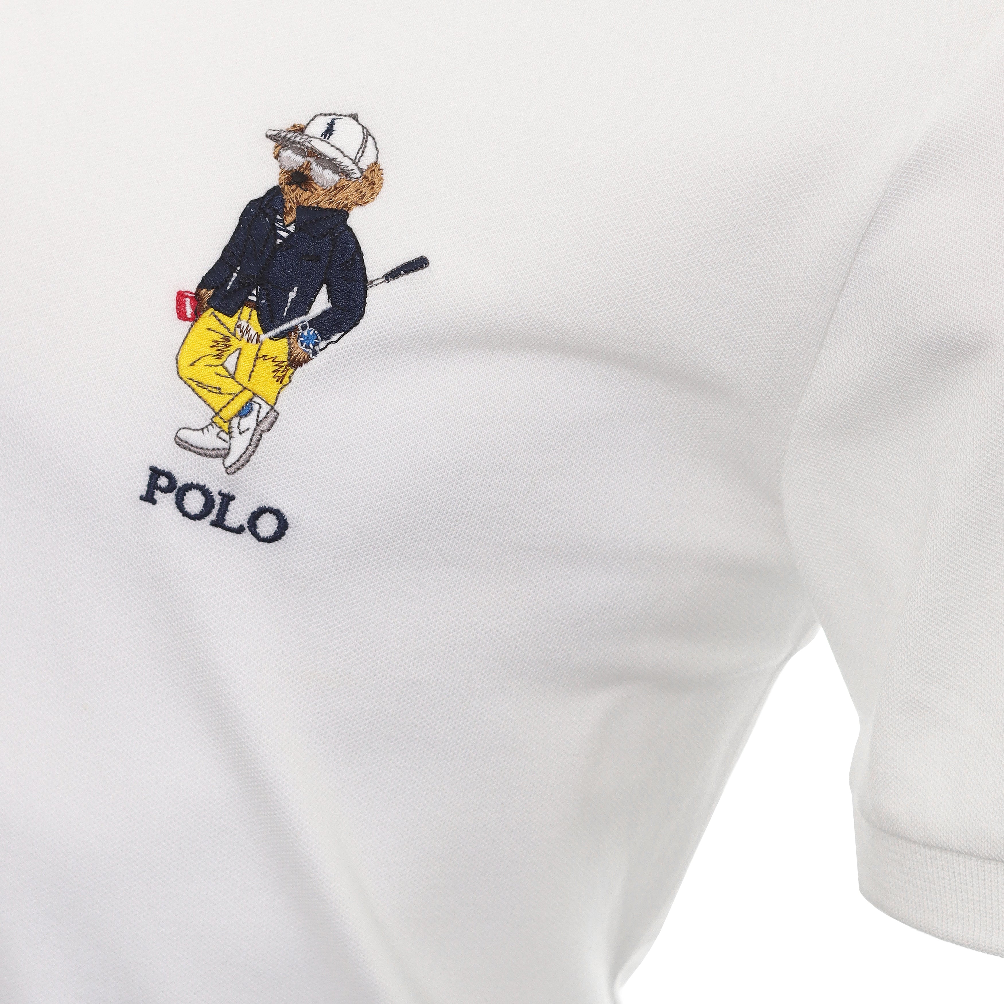 Polo Golf Ralph Lauren Stretch Pique Bear Shirt 710899528 Pure White 002 |  Function18 | Restrictedgs