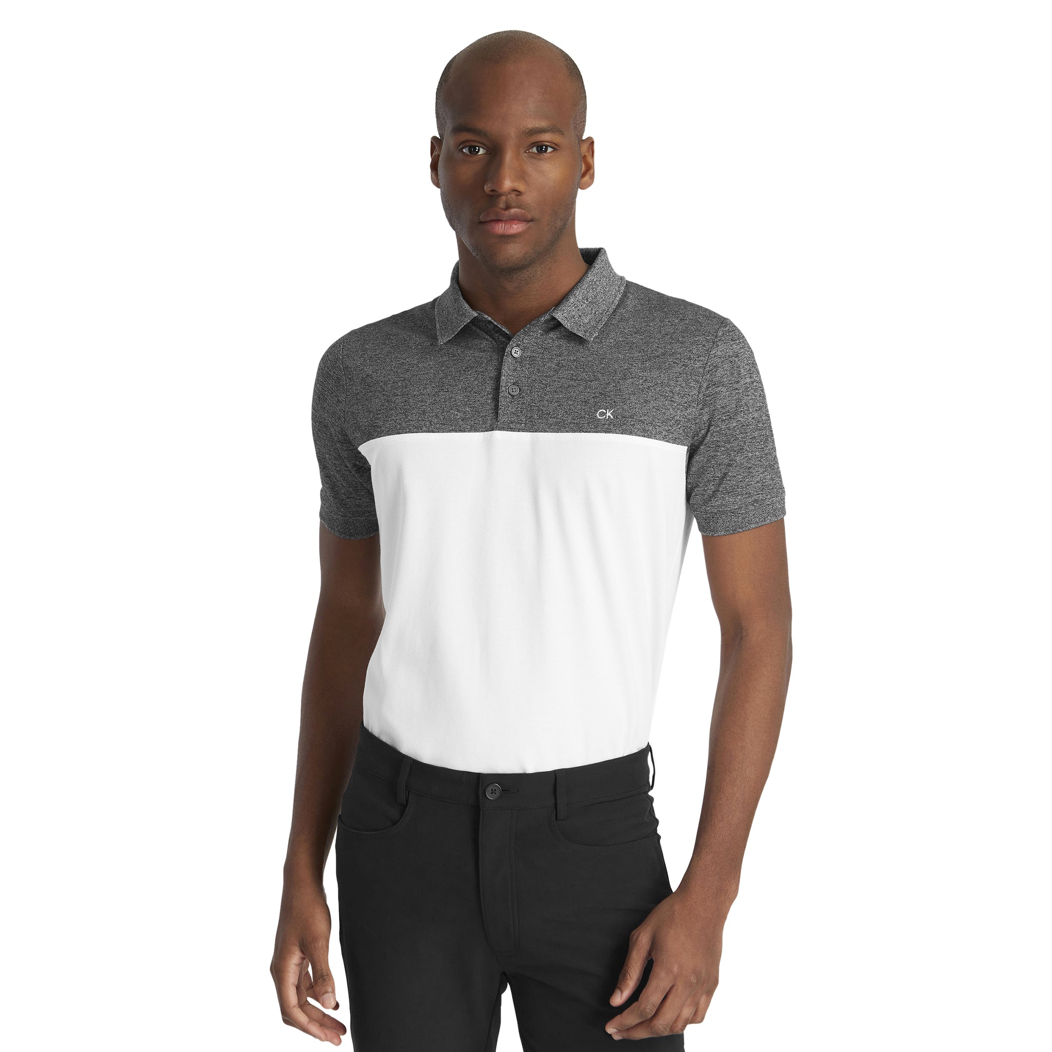 Calvin Klein Golf Colour Block Shirt Charcoal Marl/White