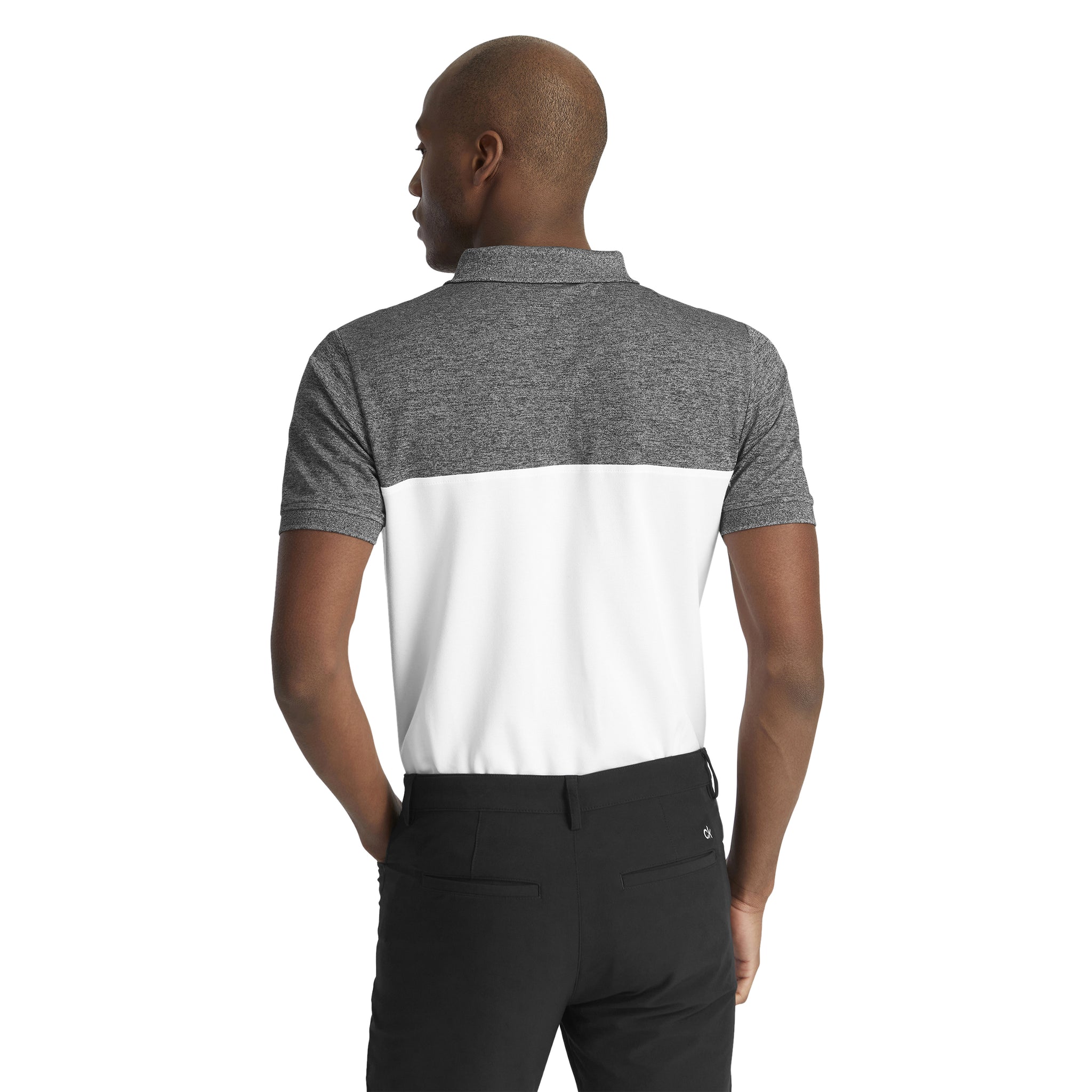 Calvin Klein Golf Colour Block Shirt Charcoal Marl/White