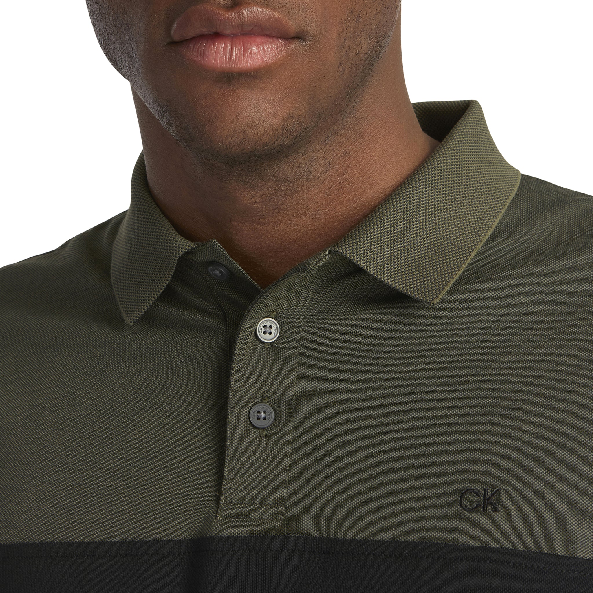 Calvin Klein Golf Colour Block Shirt Olive Marl/Black