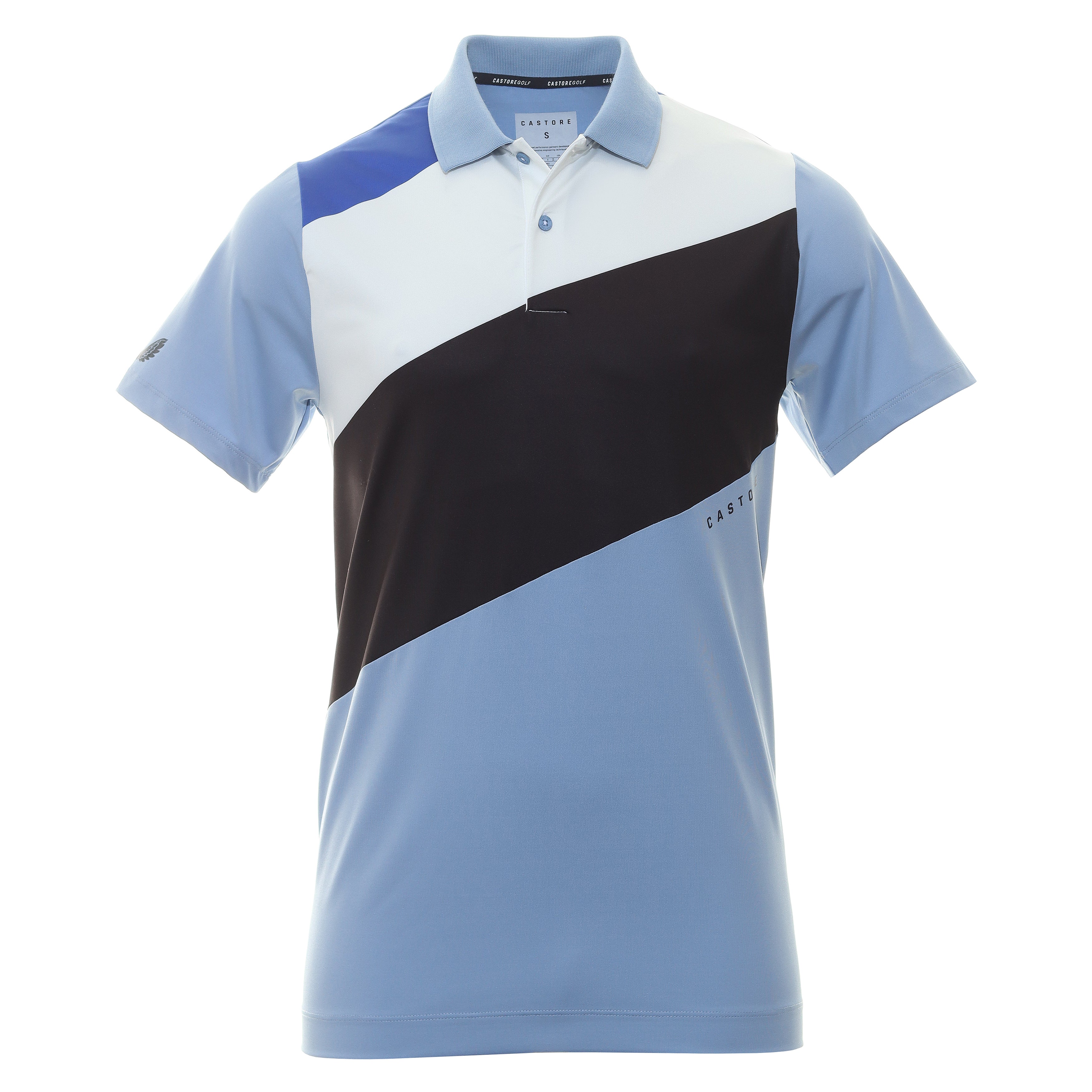 Castore Colour Block Golf Polo Shirt CM0824 Sky | Function18 | Restrictedgs