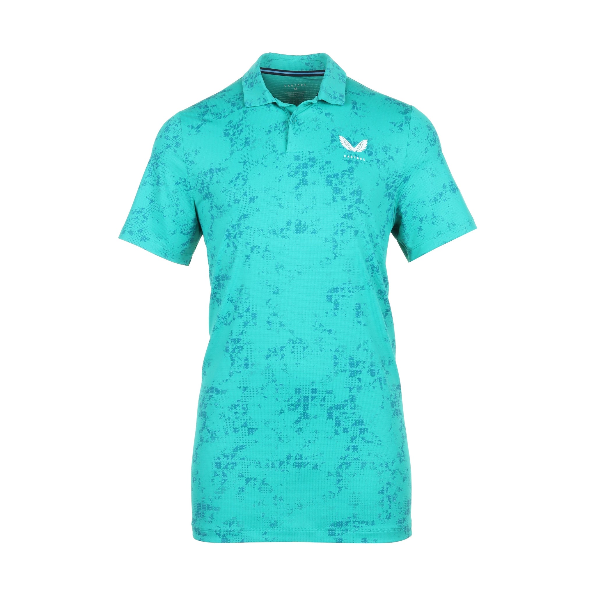 Castore Golf Geo Printed Polo Shirt Bright Aqua 090