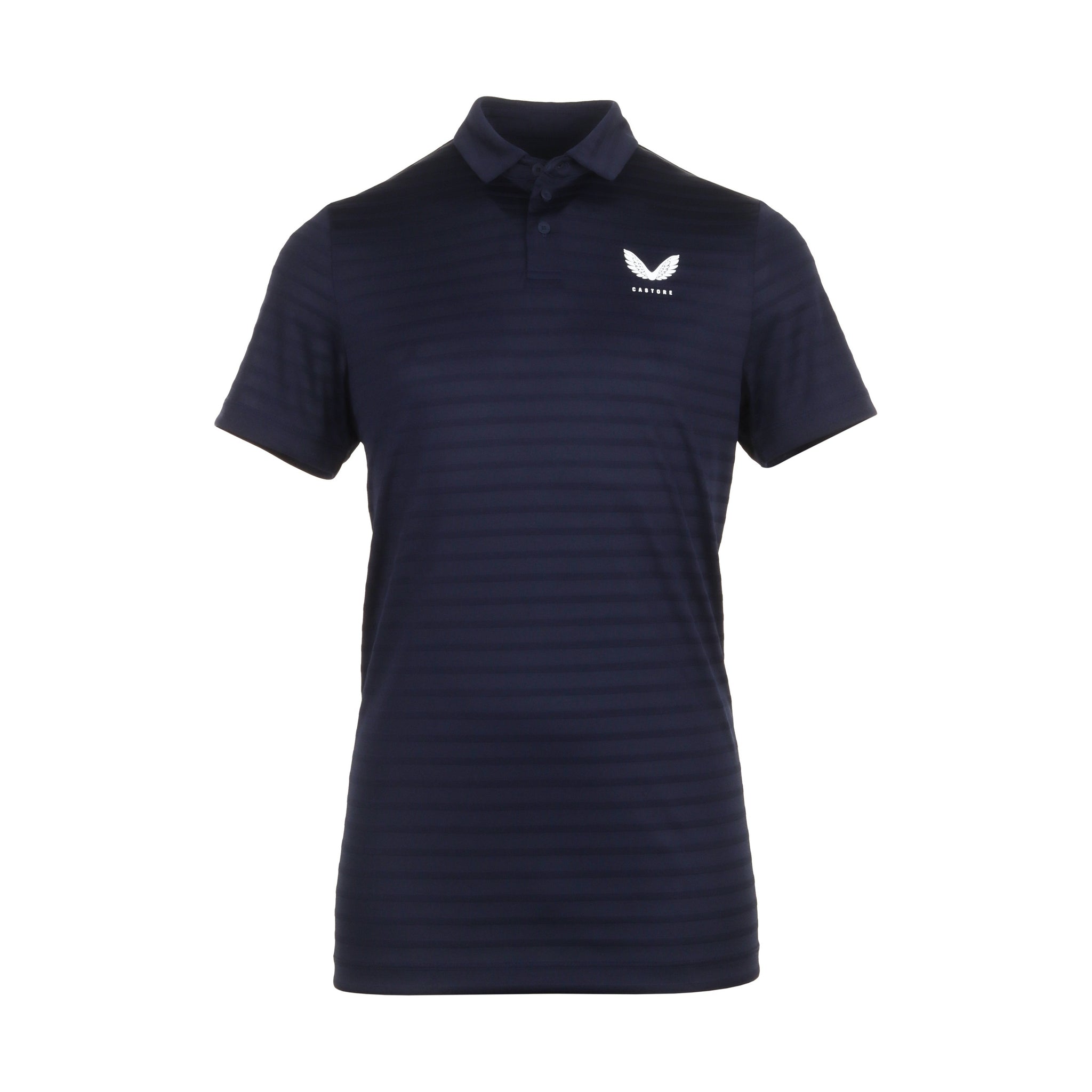 Castore Golf Textured Pique Stripe Polo Shirt Midnight Navy 021