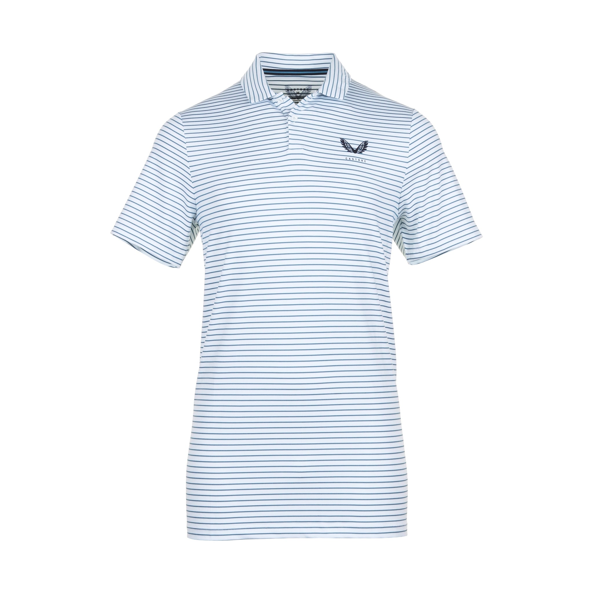 Castore Golf Yarn Dye Stripe Polo Shirt White 001