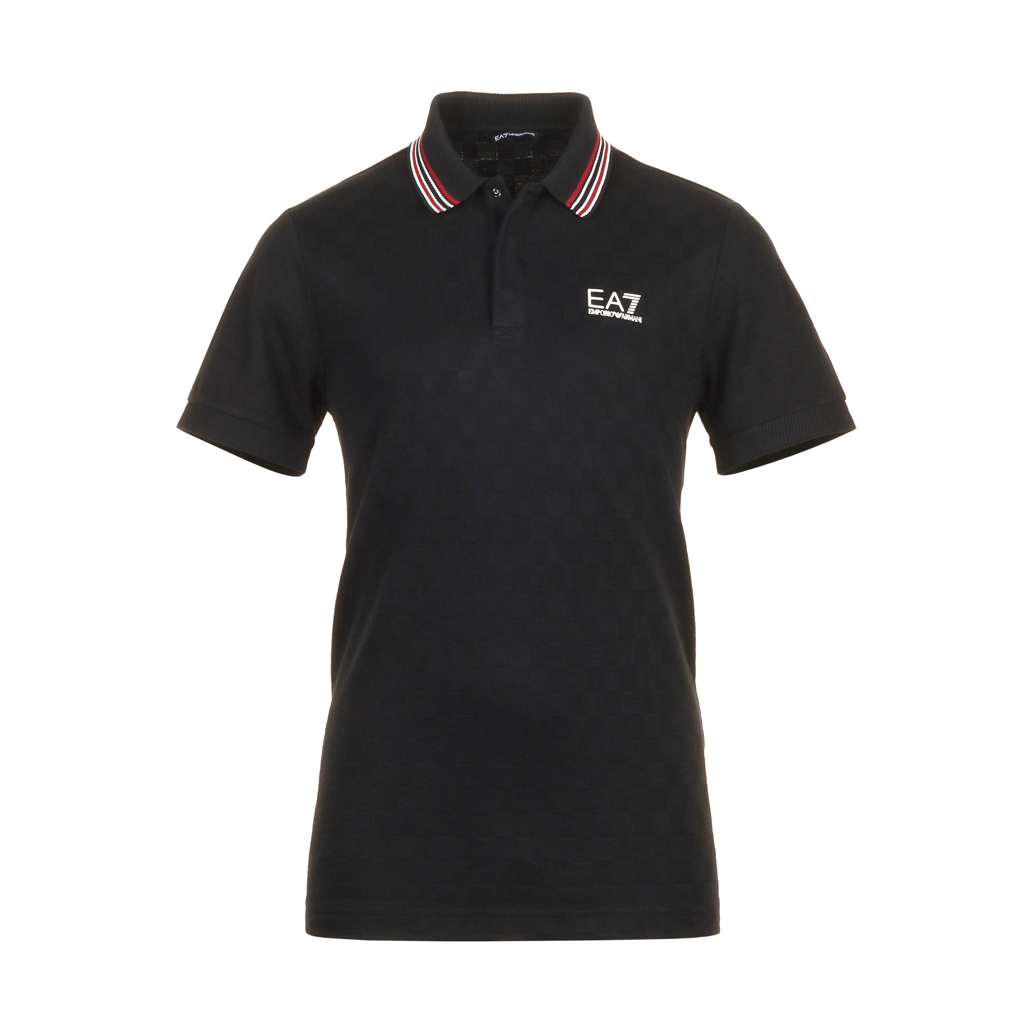 Emporio Armani EA7 Check Pique Polo Shirt Black 1200