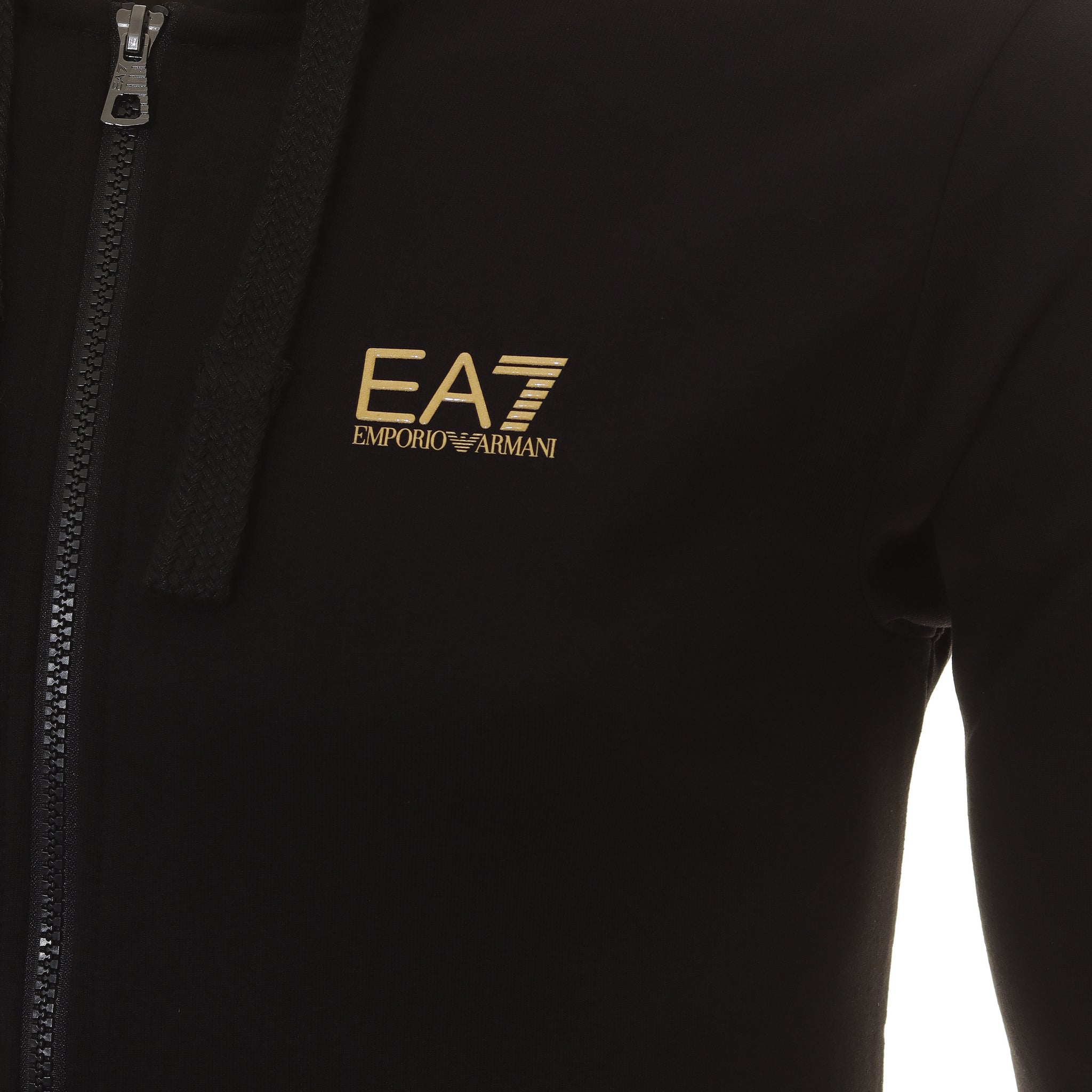 Emporio Armani EA7 Core Full Zip Hoodie PJ05Z-8NPM03 Black Gold 0208 ...