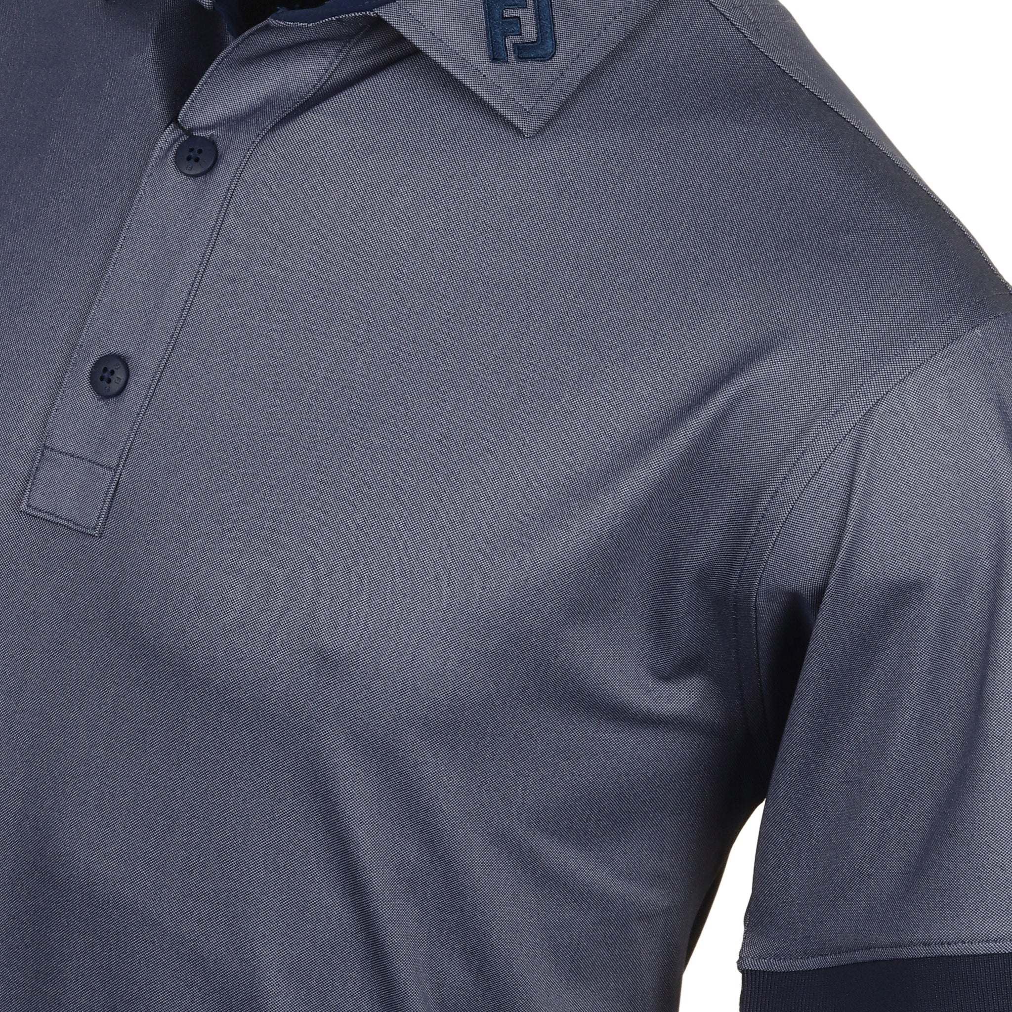 FootJoy Banded Birdseye Pique Golf Shirt - Navy_3