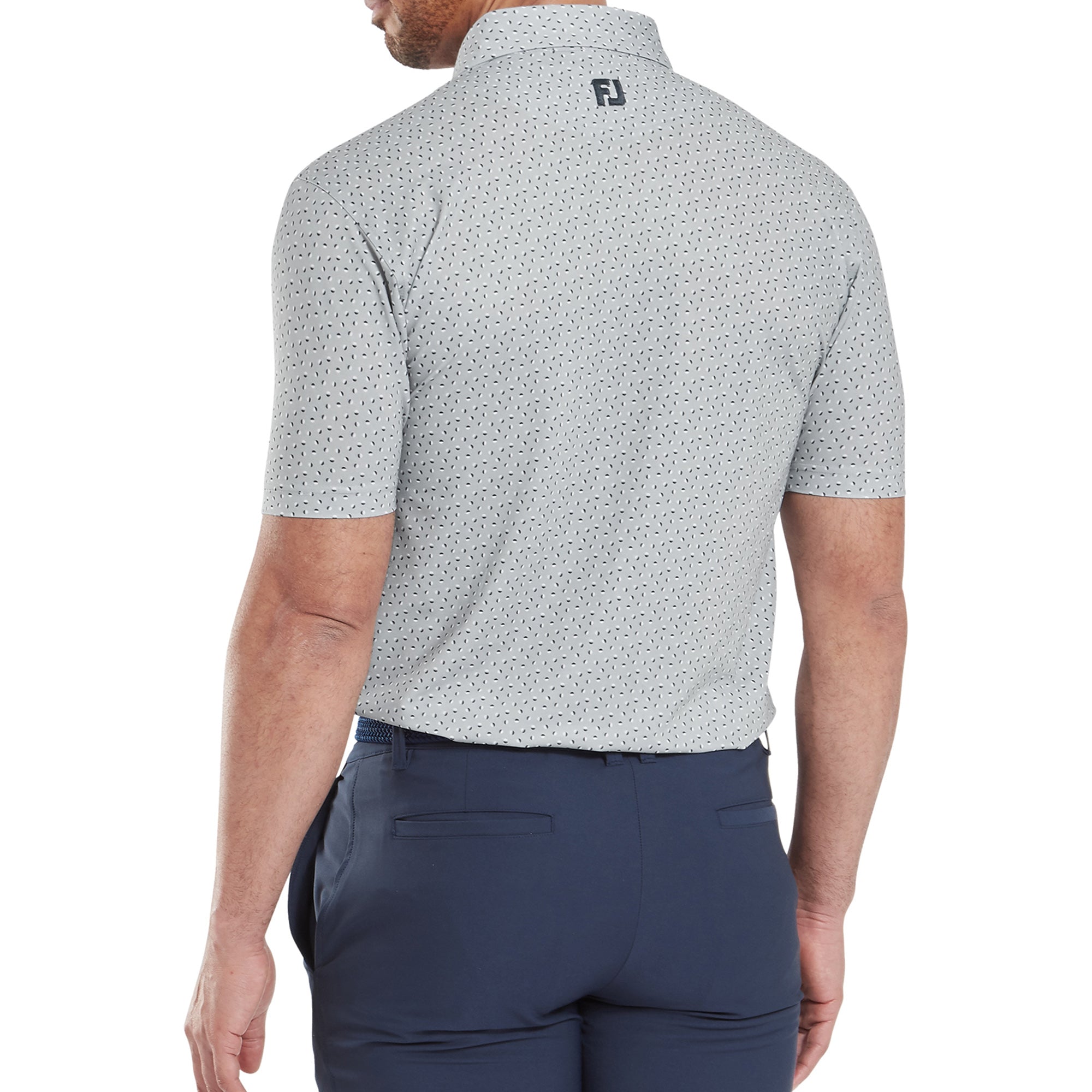 FootJoy Bounce Print Pique Golf Shirt Grey/White