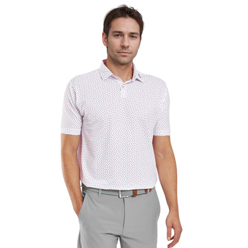 FootJoy Bounce Print Pique Golf Shirt White/Hibiscus