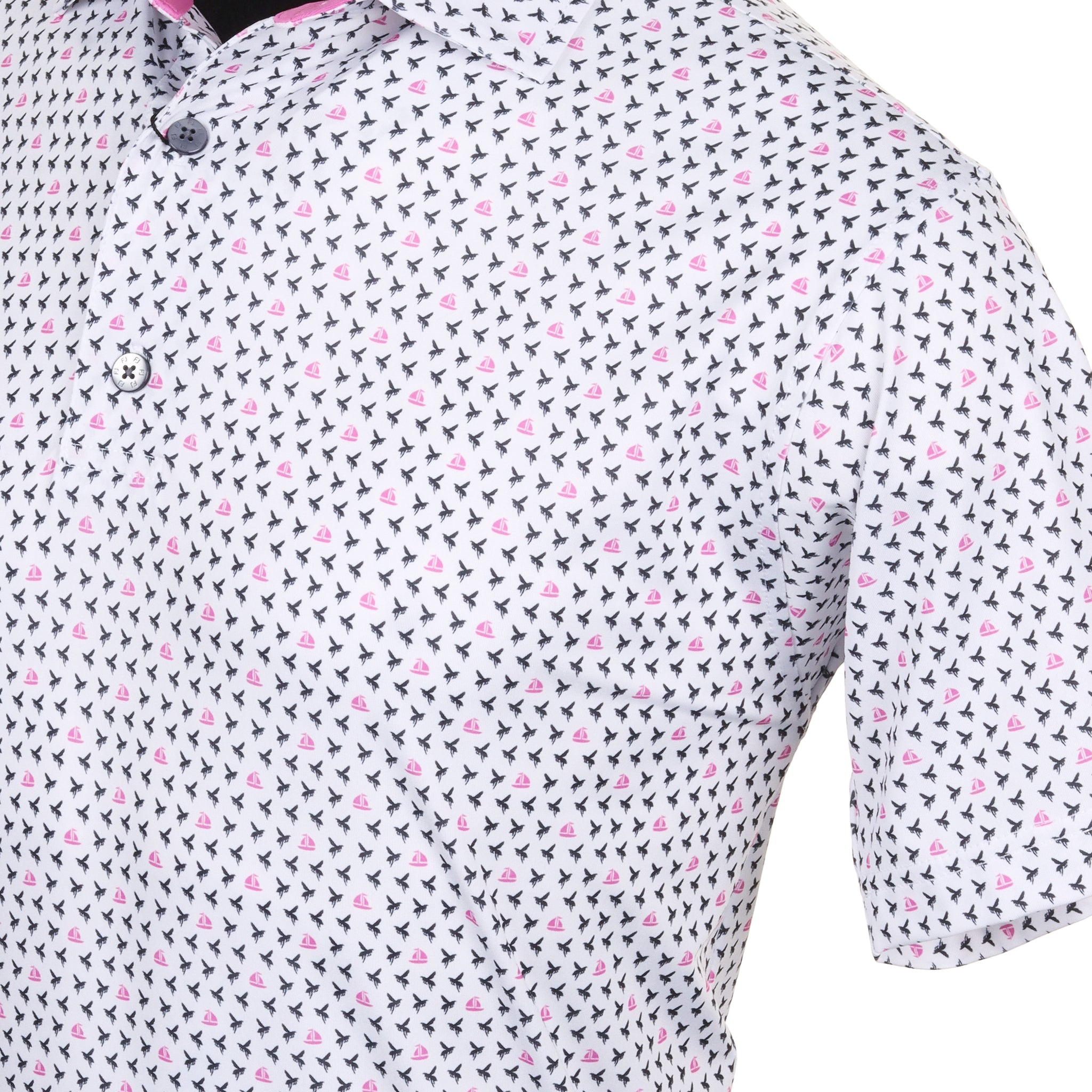 FootJoy Flying Wasp Print Lisle Golf Shirt