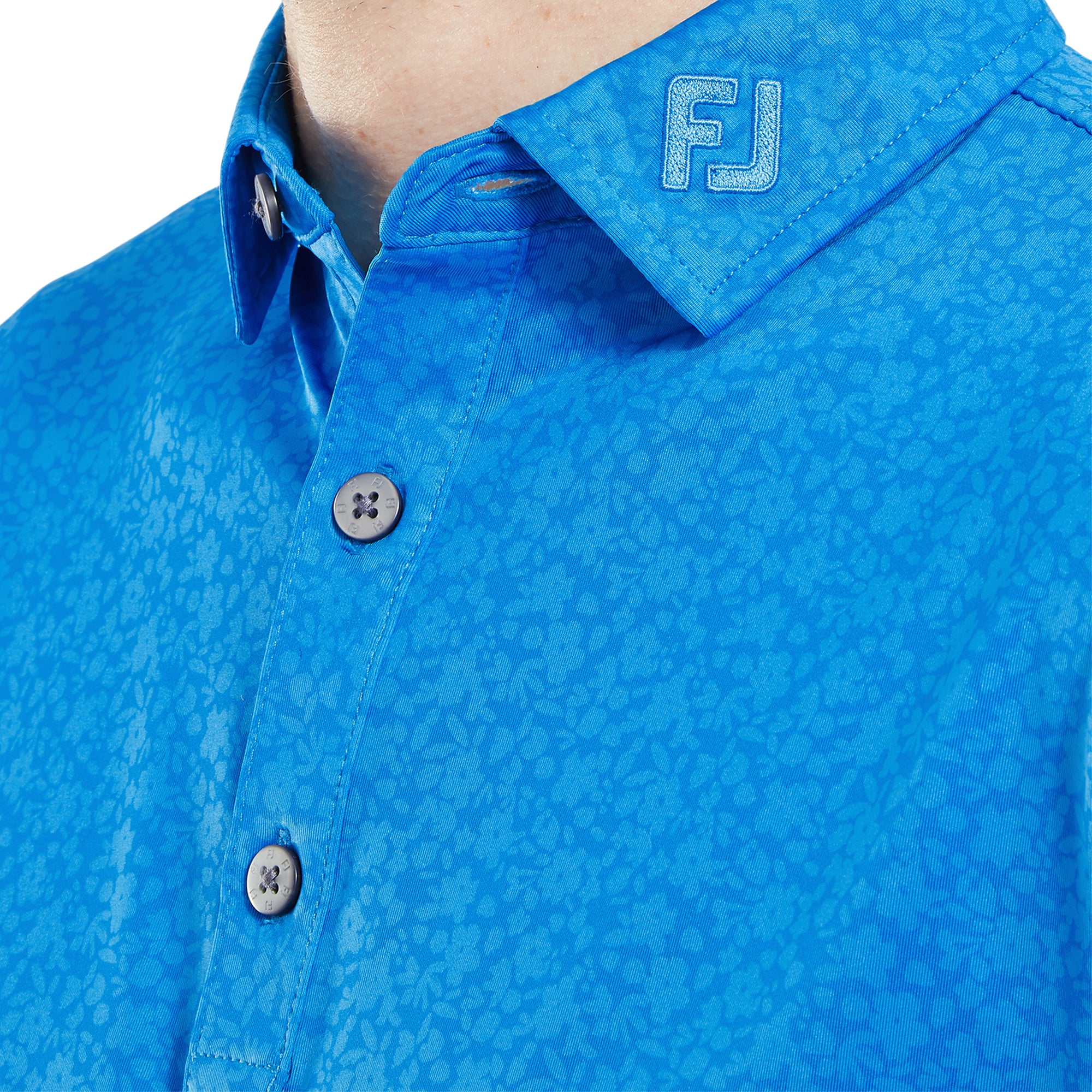 FootJoy Painted Floral Lisle Golf Shirt Cobalt