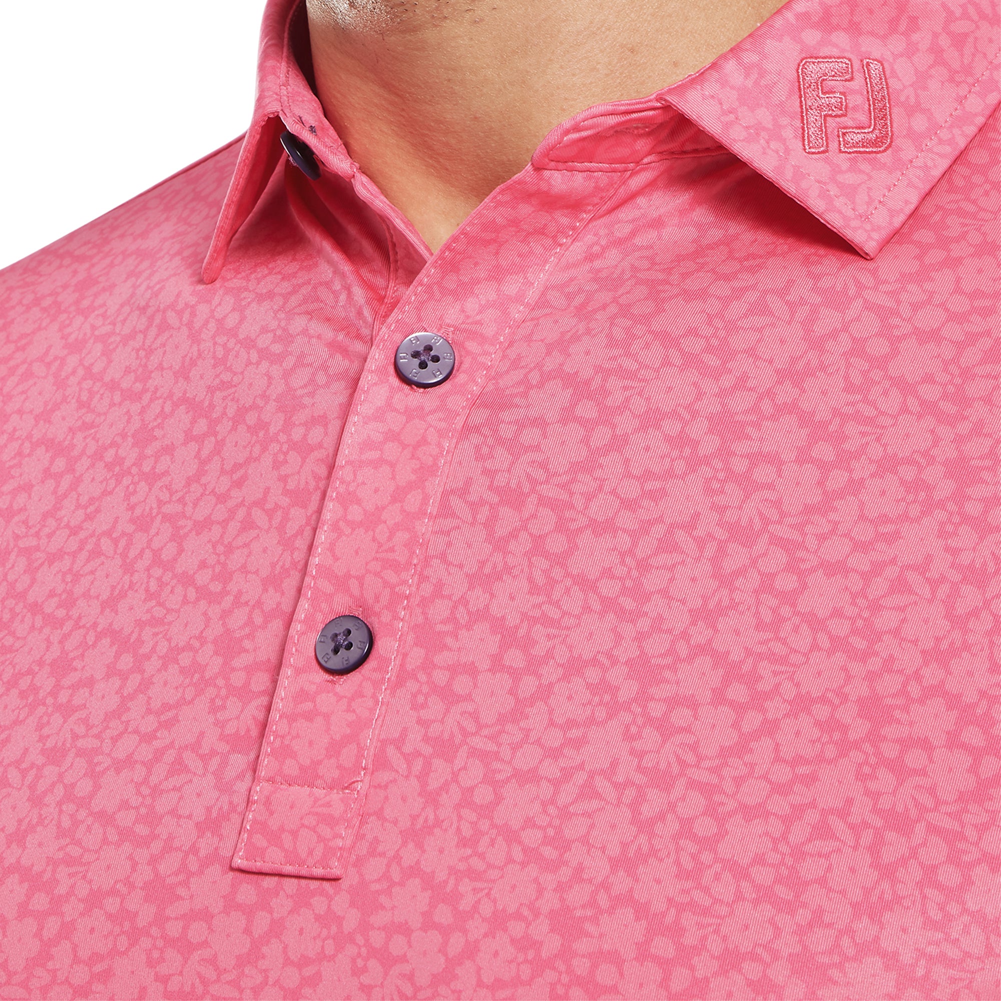 FootJoy Painted Floral Lisle Golf Shirt Pink Lemonade