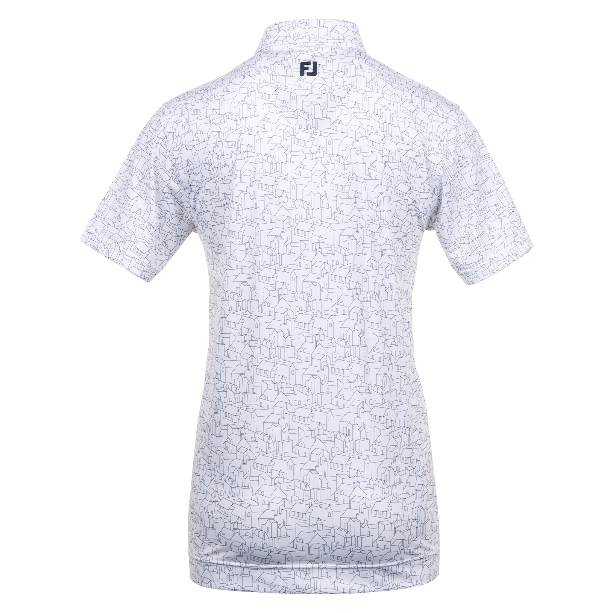 FootJoy Scottish Town Print Lisle Golf Shirt - White/Navy_2