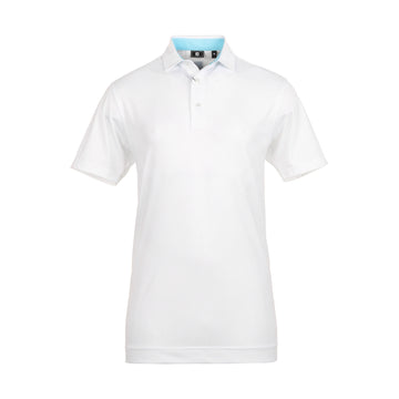 FootJoy Stretch Dot Print Lisle Golf Shirt White/Light Blue