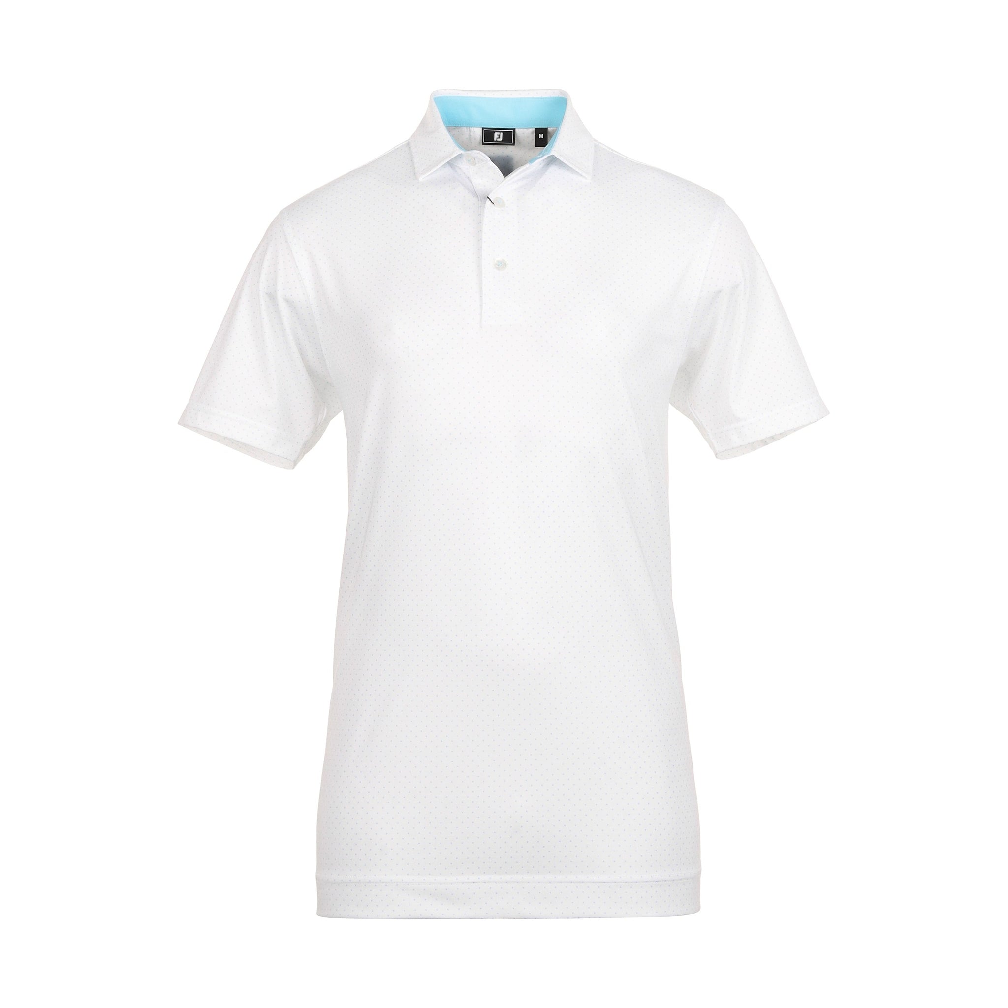 FootJoy Stretch Dot Print Lisle Golf Shirt White/Light Blue