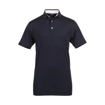 FootJoy Stretch Dot Print Lisle Golf Shirt Navy/White