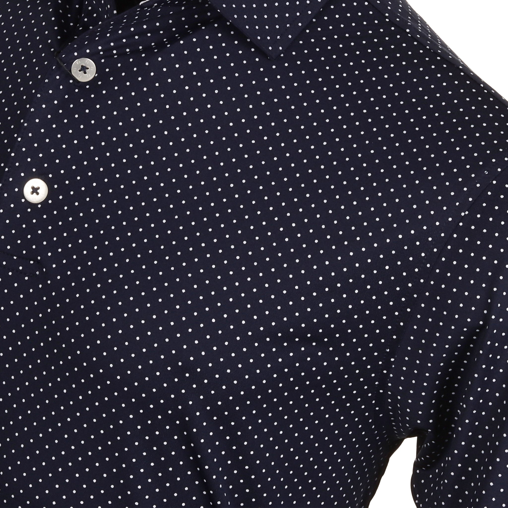 FootJoy Stretch Dot Print Lisle Golf Shirt Navy/White