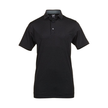 FootJoy Stretch Dot Print Lisle Golf Shirt Black/Charcoal