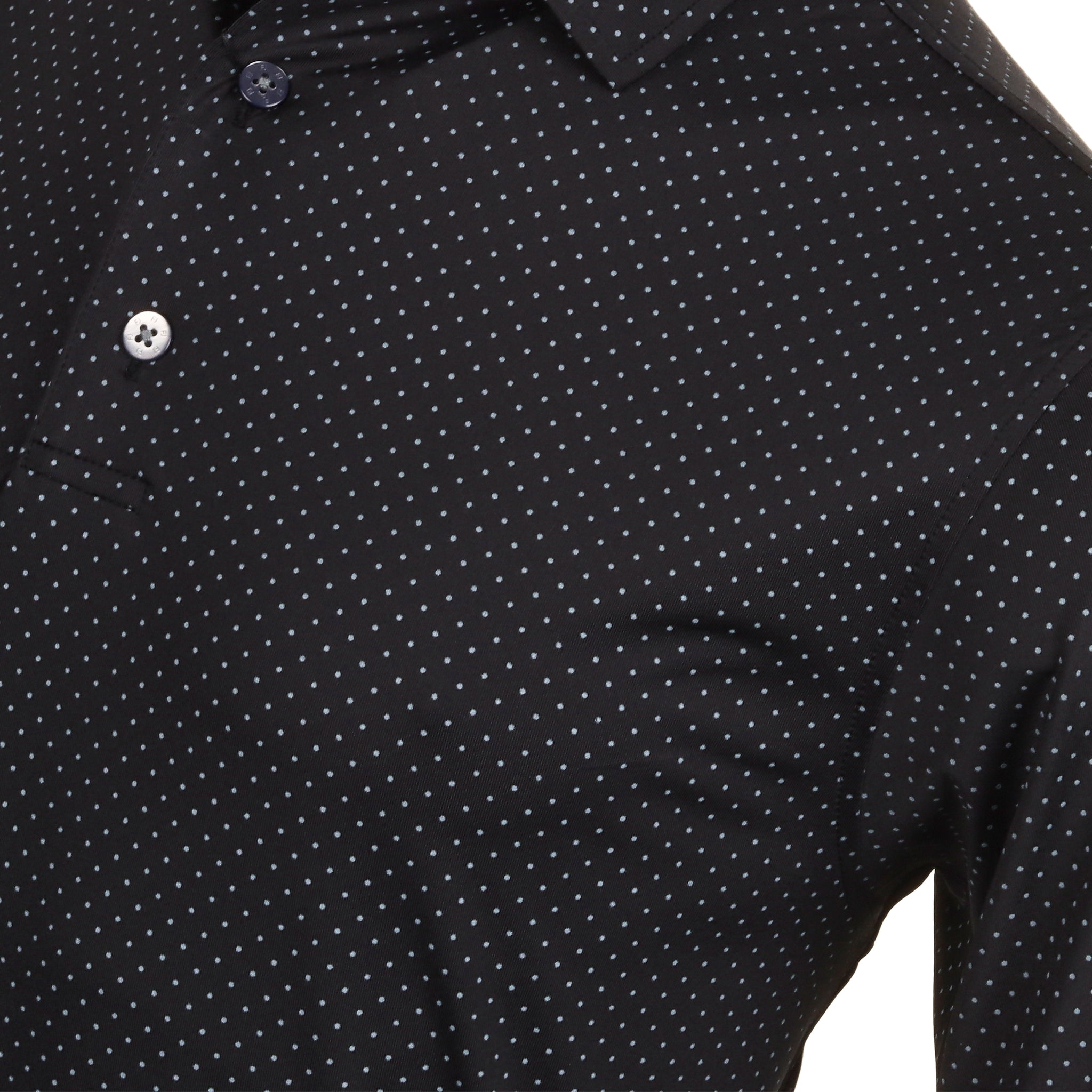 FootJoy Stretch Dot Print Lisle Golf Shirt Black/Charcoal