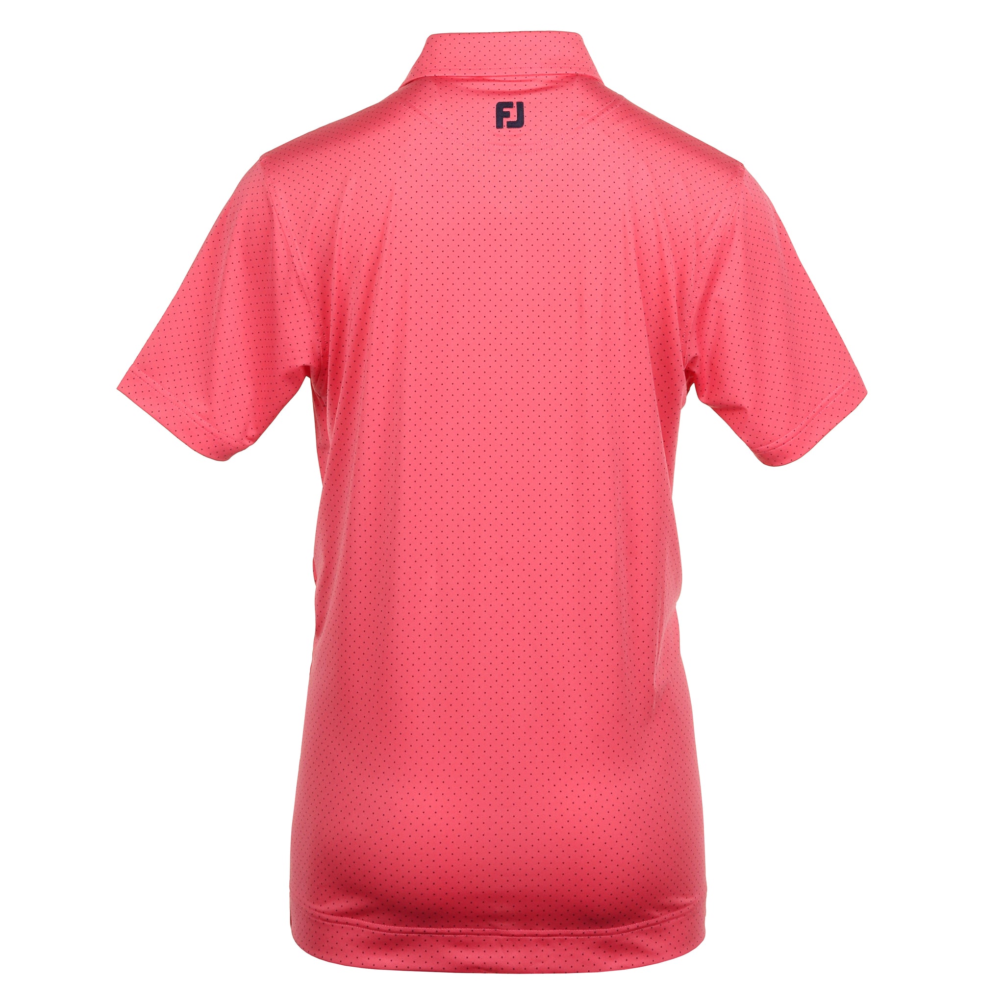 FootJoy Stretch Dot Print Lisle Golf Shirt Coral Red/Navy