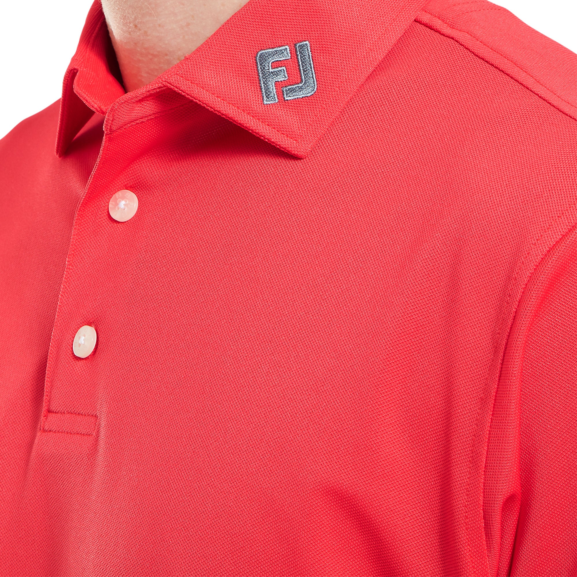 FootJoy Stretch Pique Solid Golf Shirt - Hibiscus_3