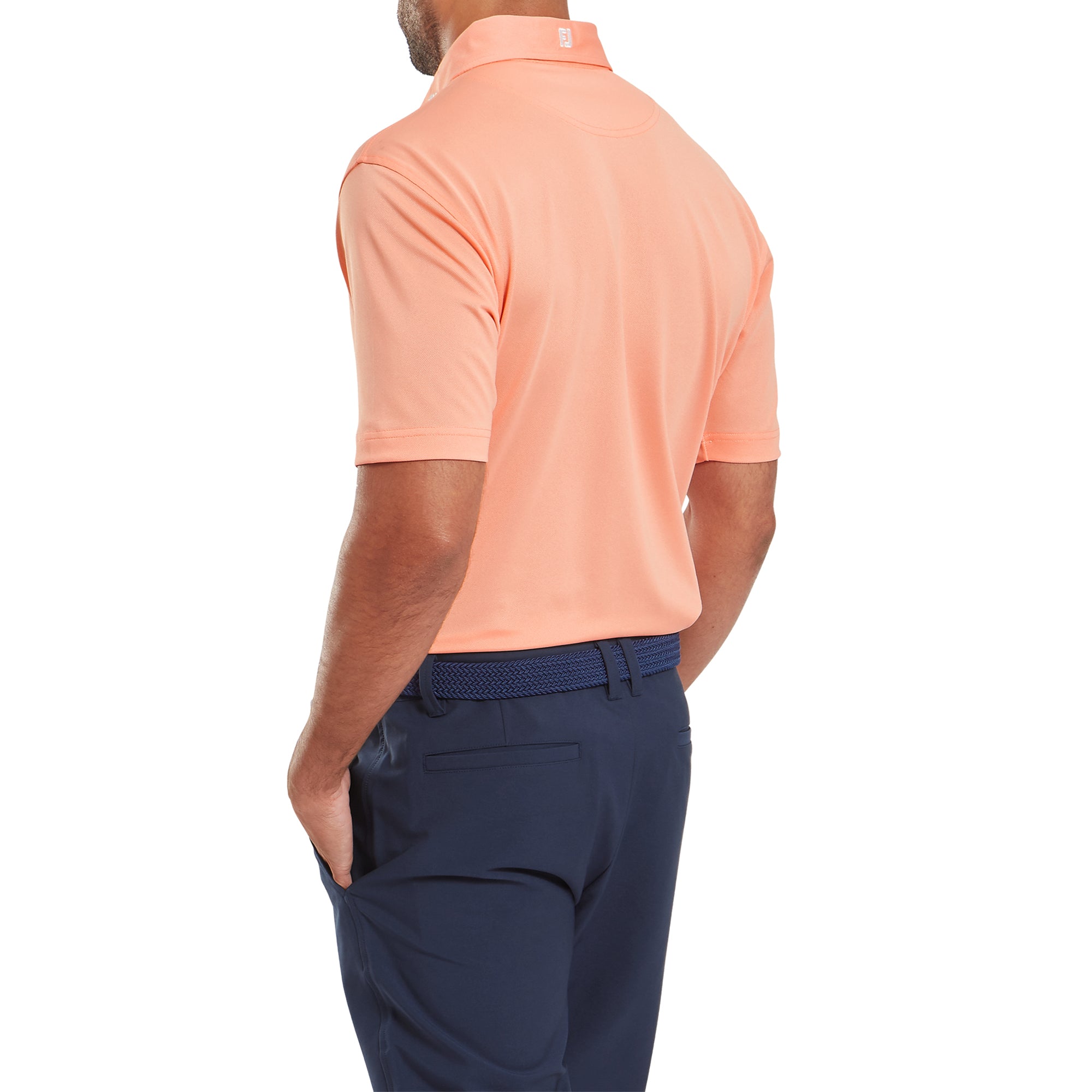 FootJoy Stretch Pique Solid Golf Shirt - Papaya_3