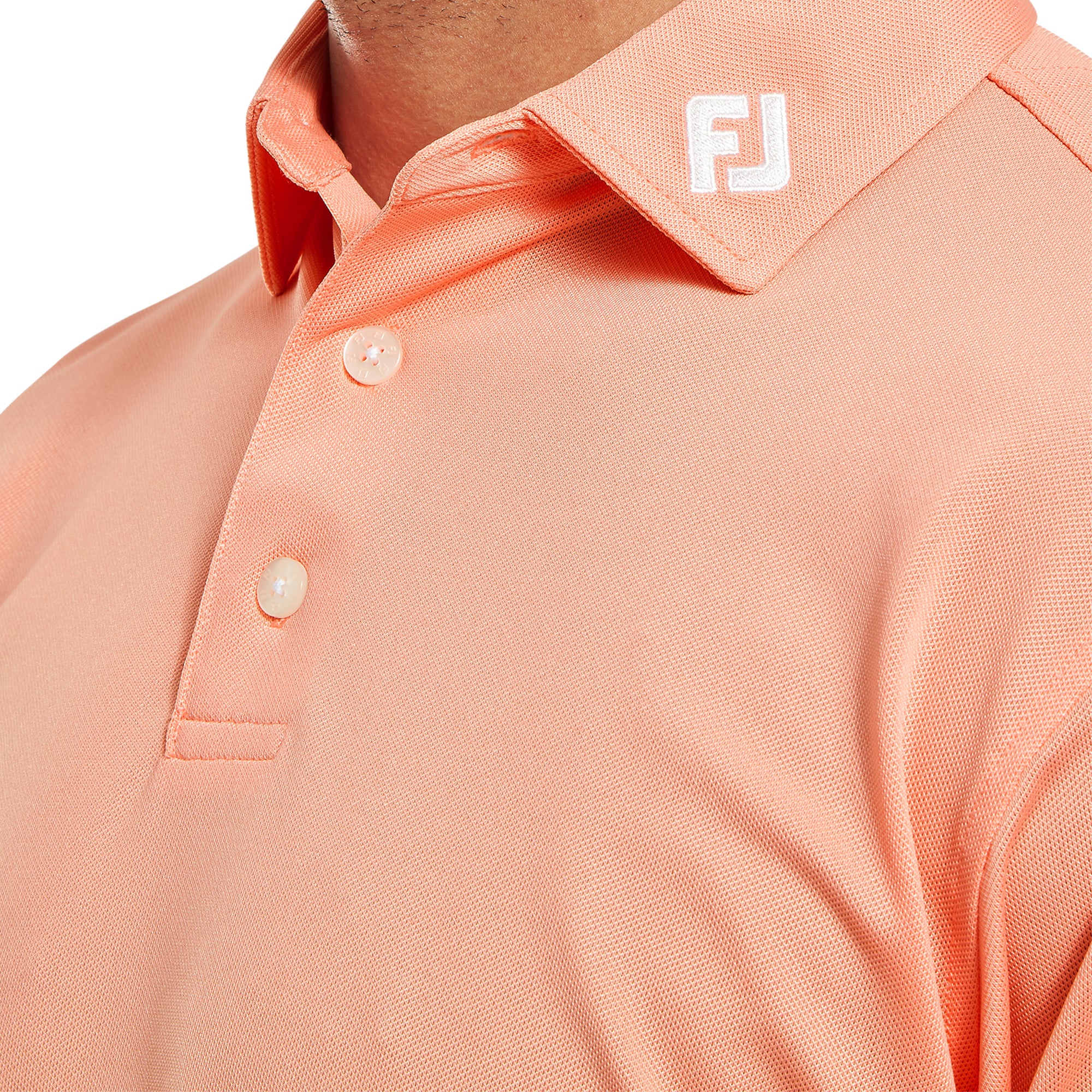 FootJoy Stretch Pique Solid Golf Shirt - Papaya_2