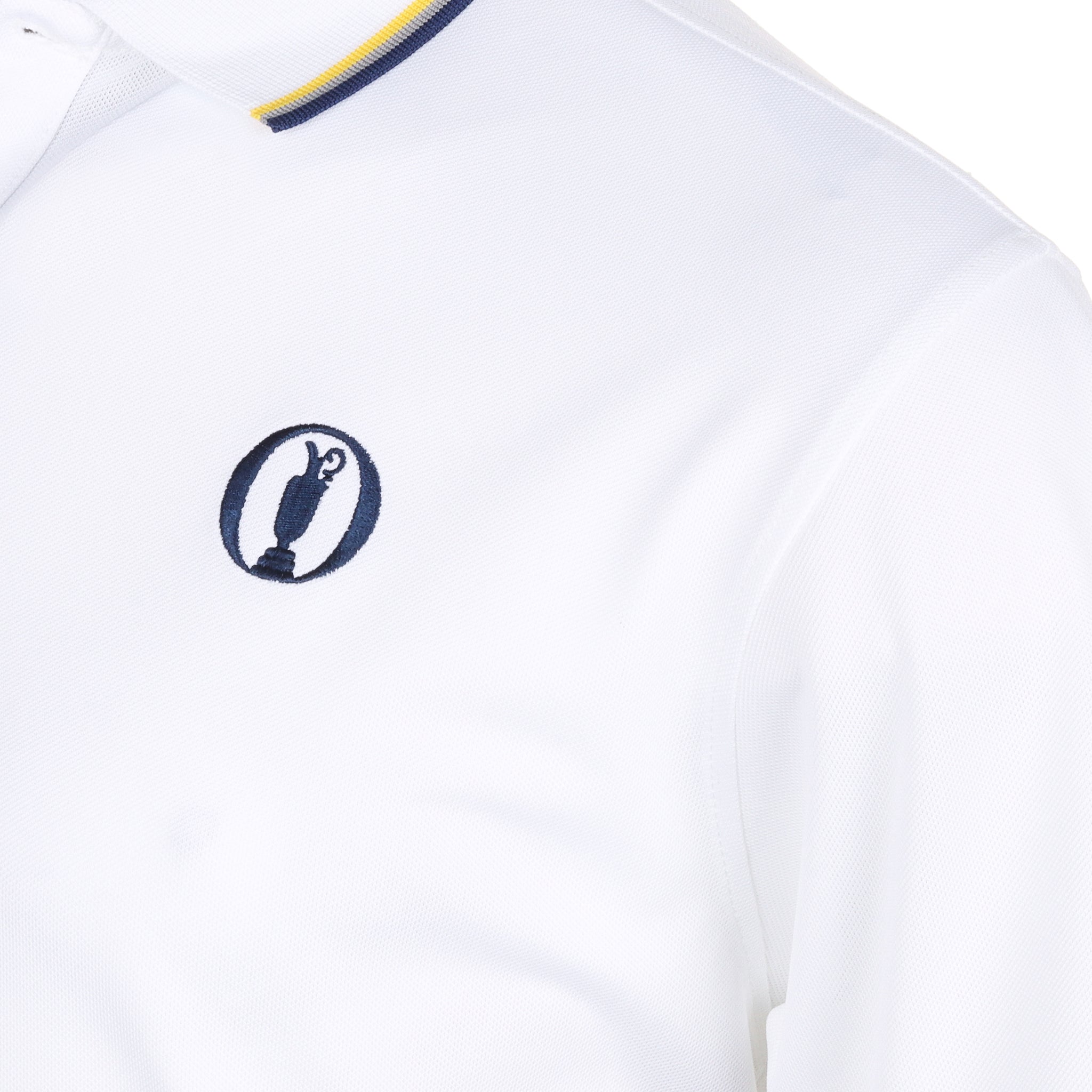 FootJoy The Open Trim Pique Golf Shirt 32533 White Blue Yellow | Function18