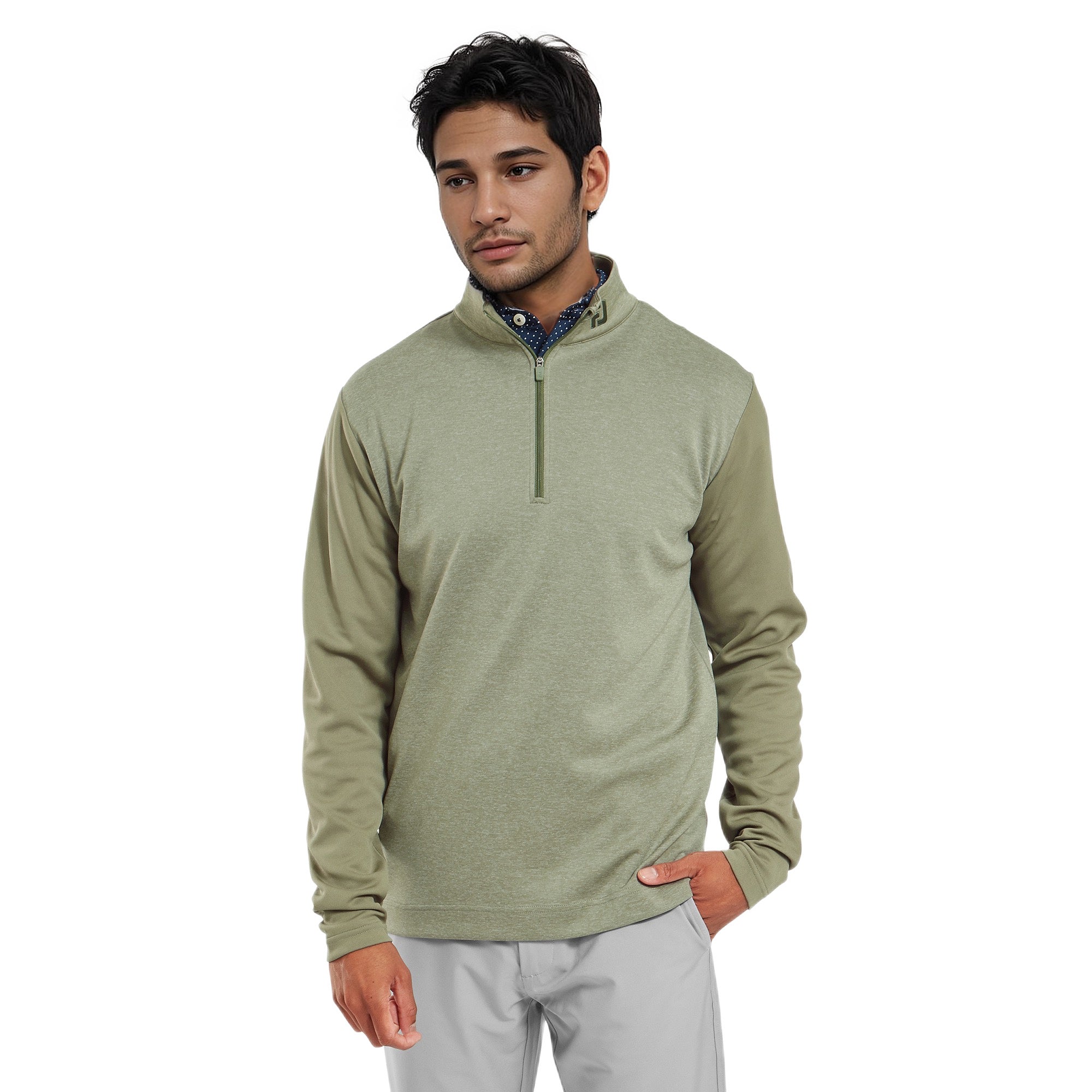 FootJoy Tonal Heather Chill Out Pullover Olive