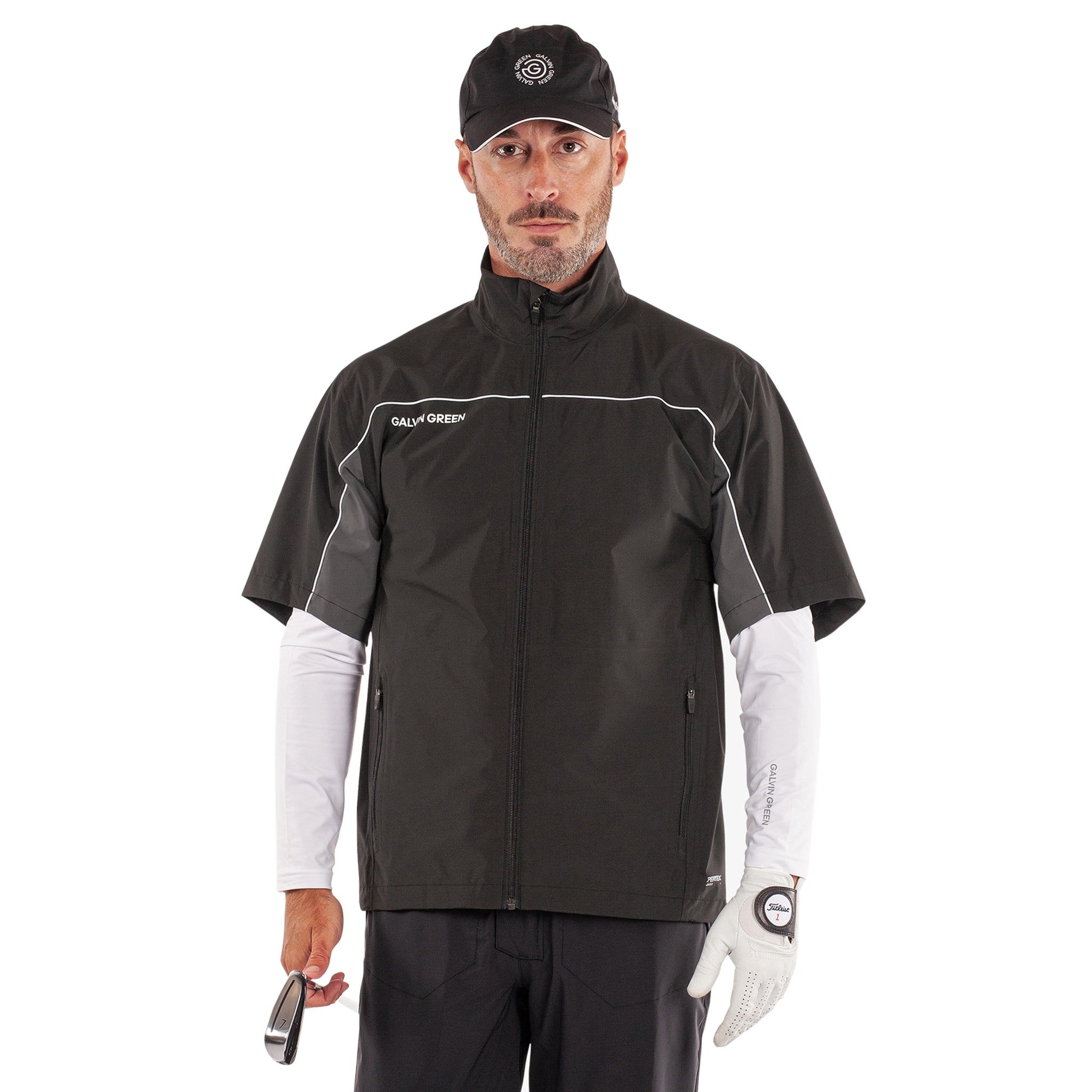 Galvin Green Air Pertex Waterproof Golf Jacket - Black/Forged Iron 9366