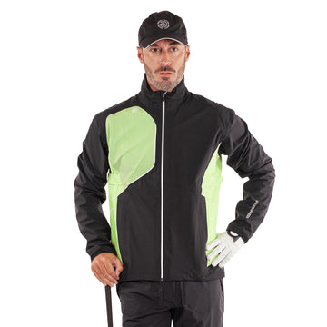 Galvin Green Ames Pertex Waterproof Golf Jacket - Black/Fresh Green 8810