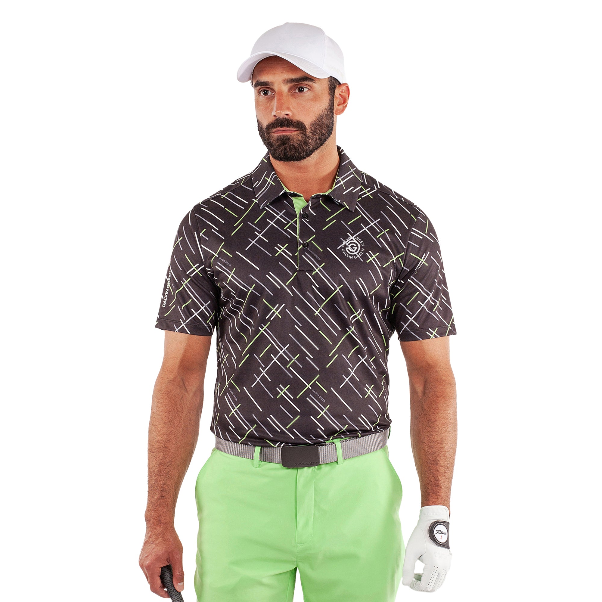 Galvin Green Mathias Ventil8+ Golf Shirt - Black/Fresh Green 8810