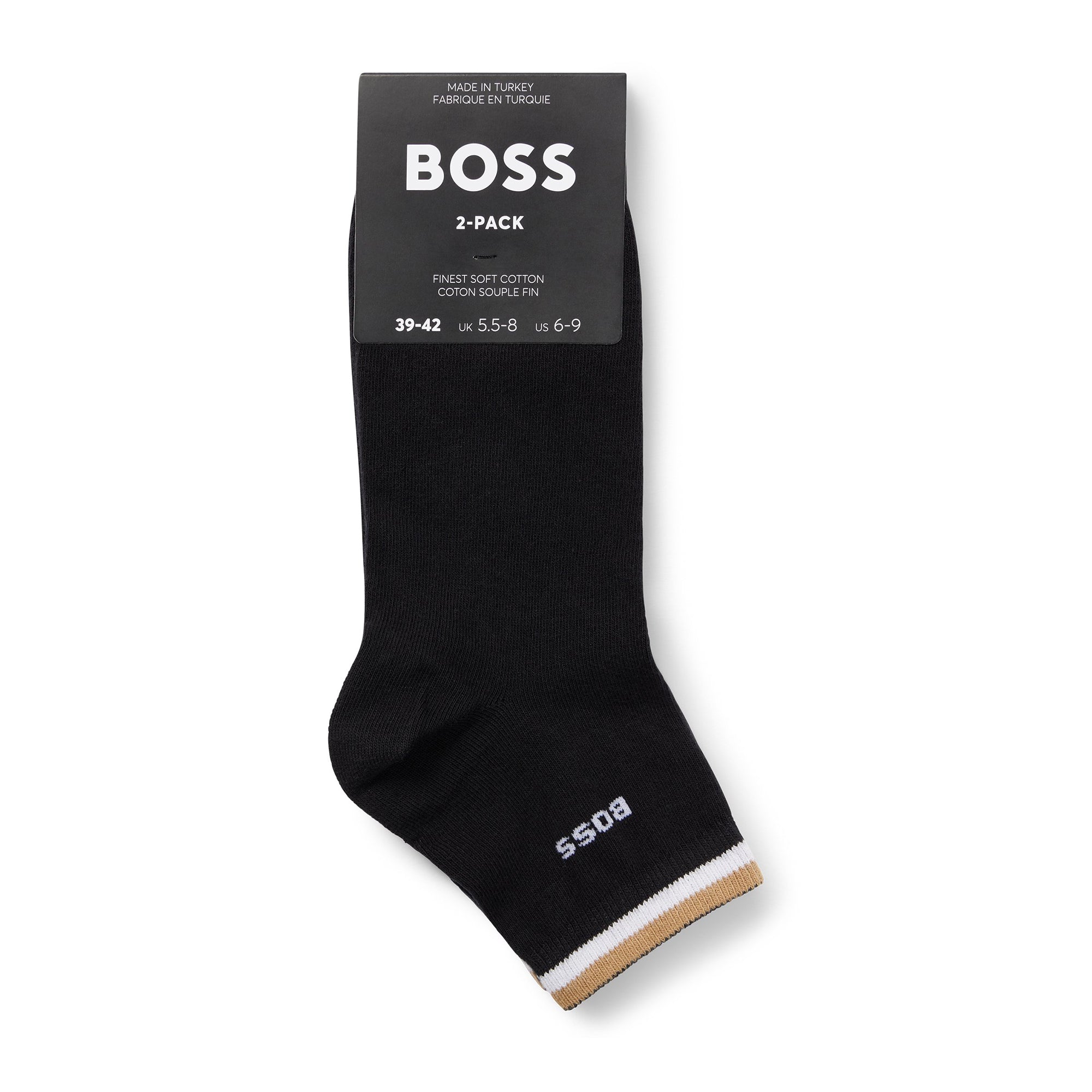 BOSS 2 Pair Signature Stripe Ankle Socks Black 001