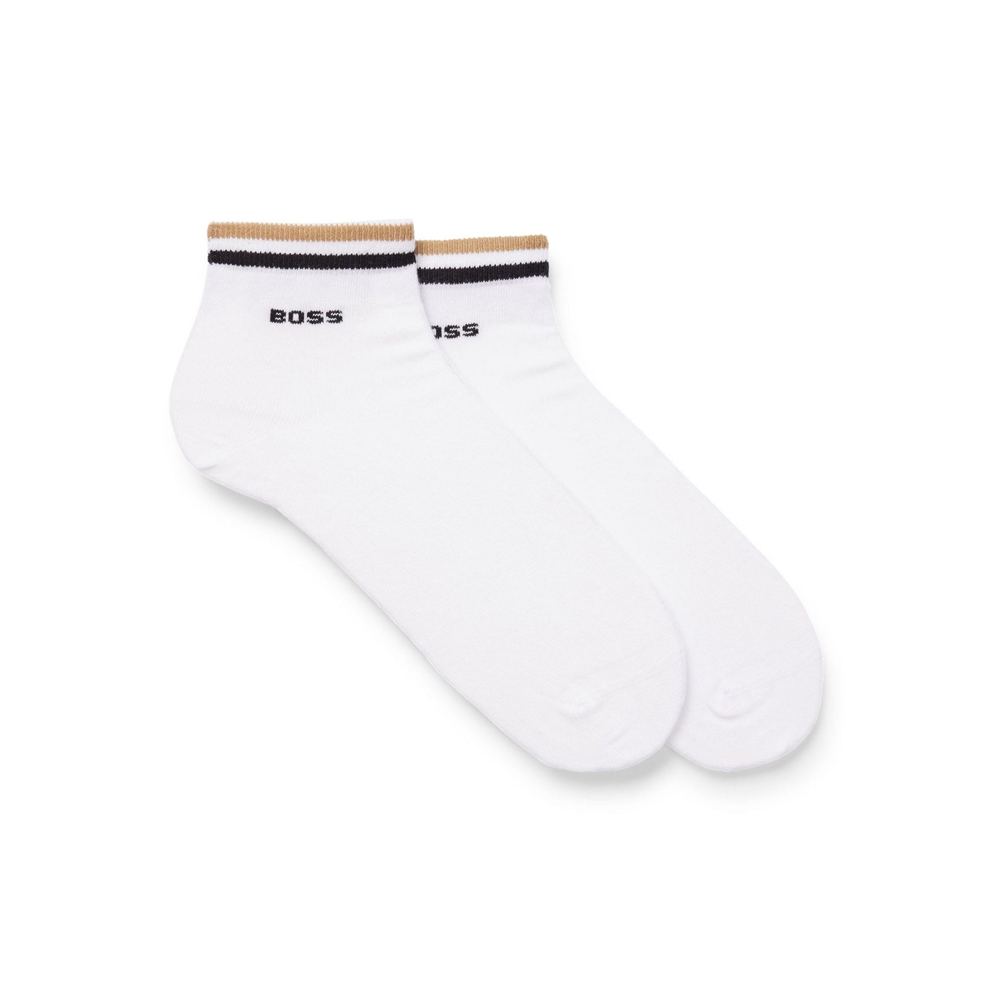 BOSS 2 Pair Signature Stripe Ankle Socks White 100