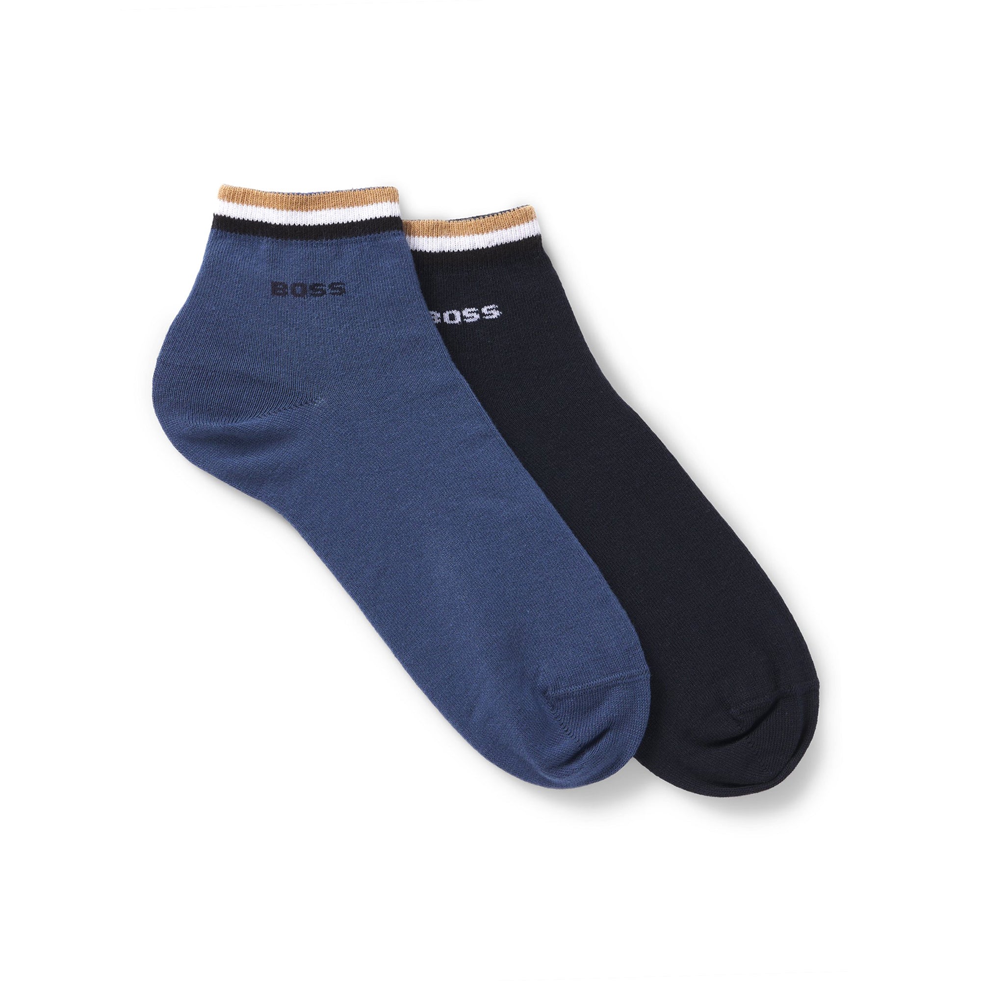 BOSS 2 Pair Signature Stripe Ankle Socks Medium Blue 425