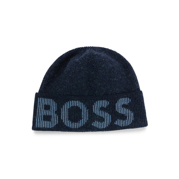 BOSS Lamico Knitted Beanie Hat Dark Blue 404