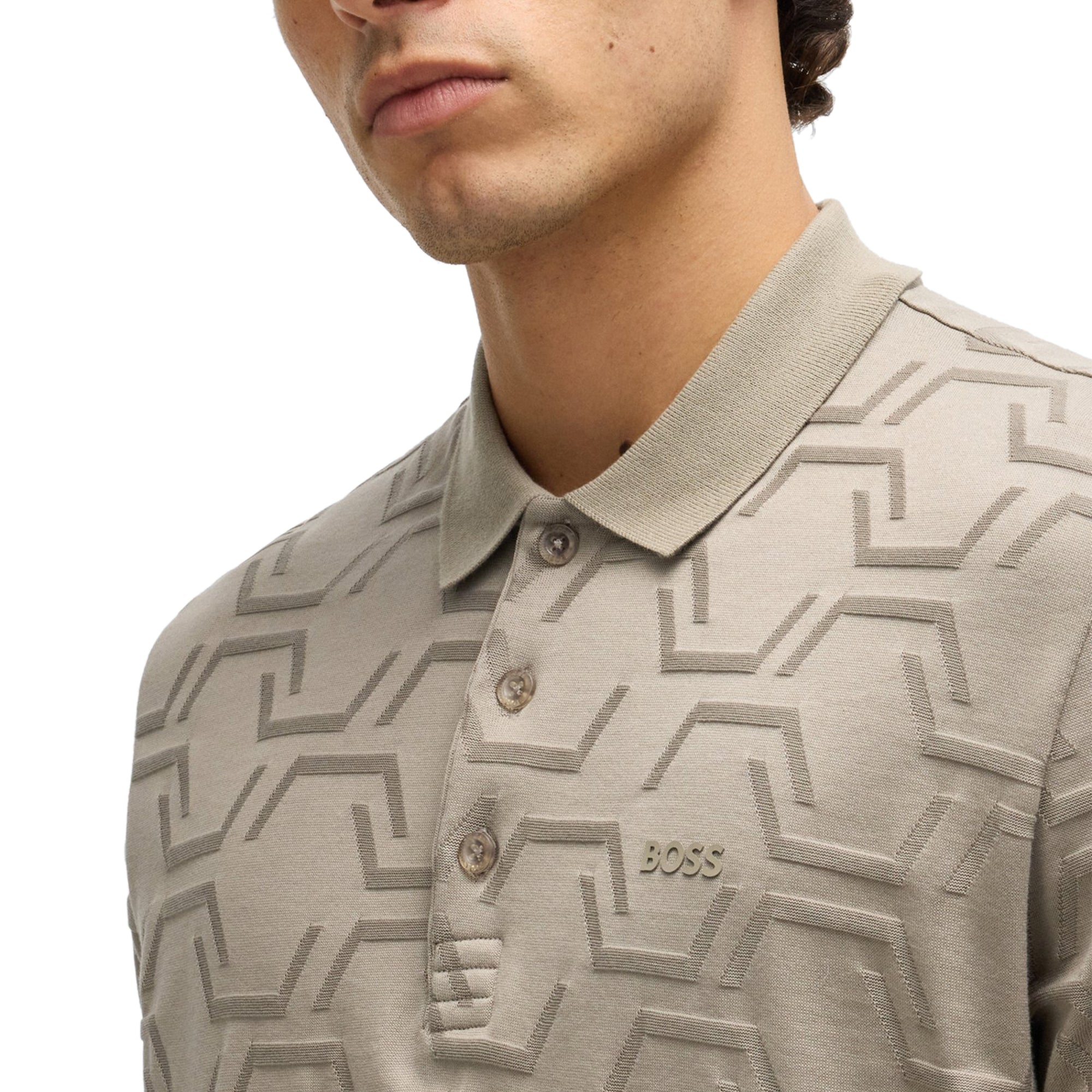 BOSS Paddy HexaQuilt Polo Shirt SP25 Brindle 334