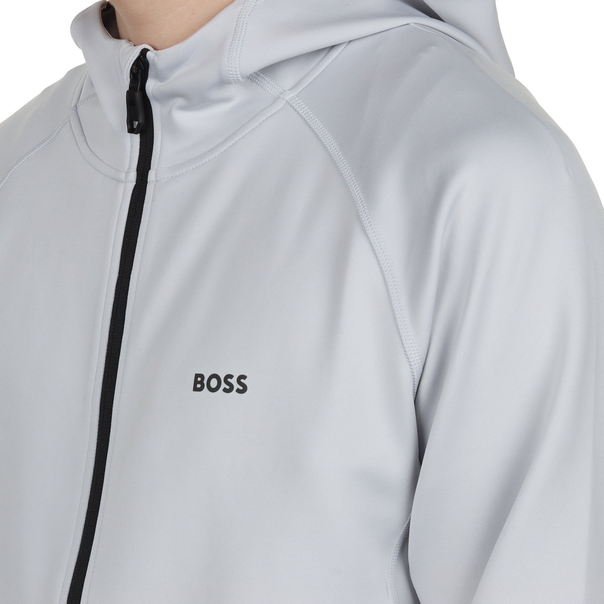 BOSS Sicon Active Full Zip Hoodie Micro Chip Grey