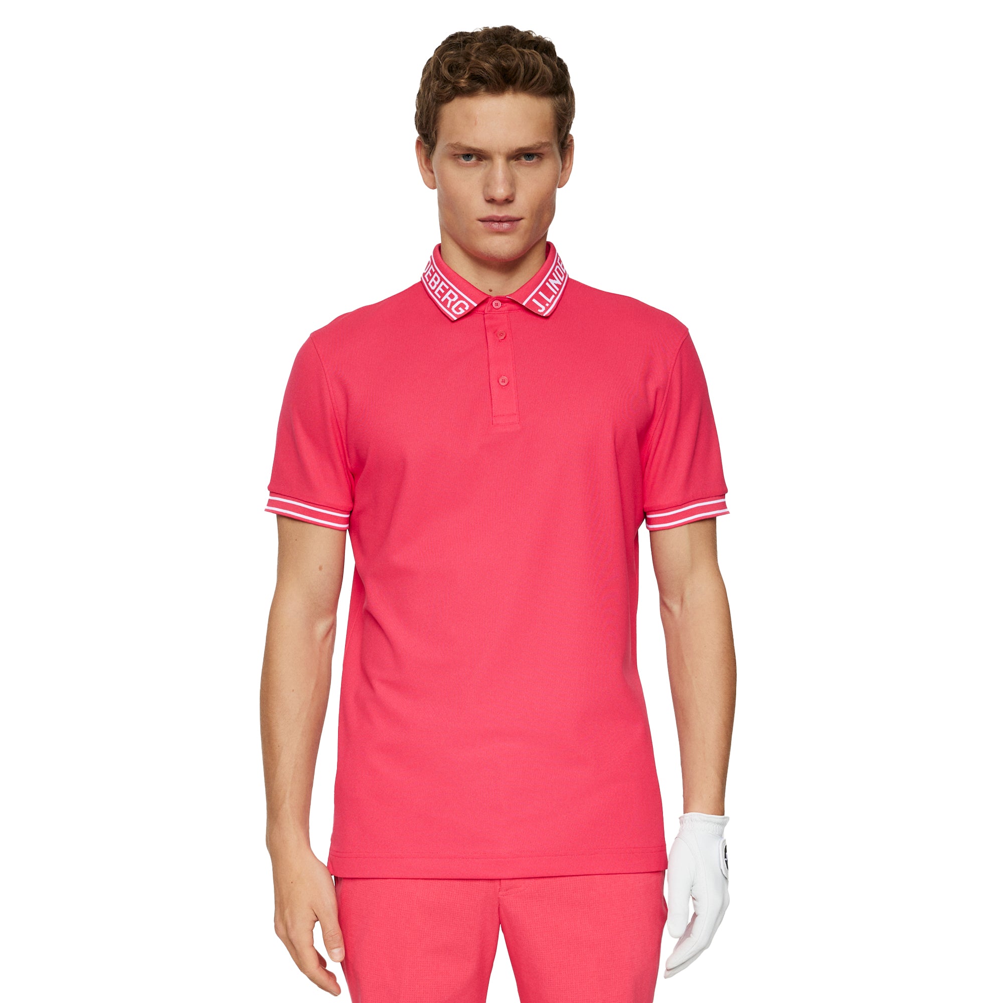 J.Lindeberg Golf Austin Polo Shirt SS25 Azalea Q113