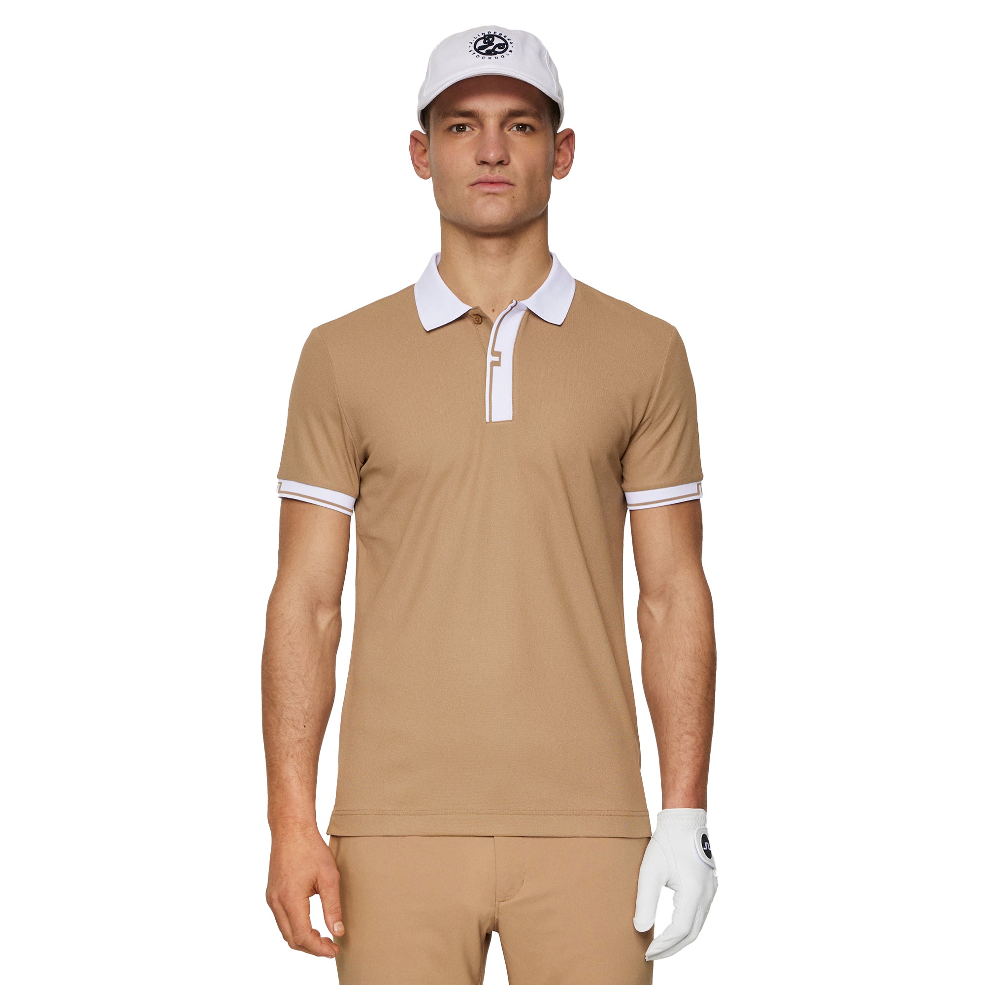 J.Lindeberg Golf Bay Polo Shirt SS25 Tigers Eye E376