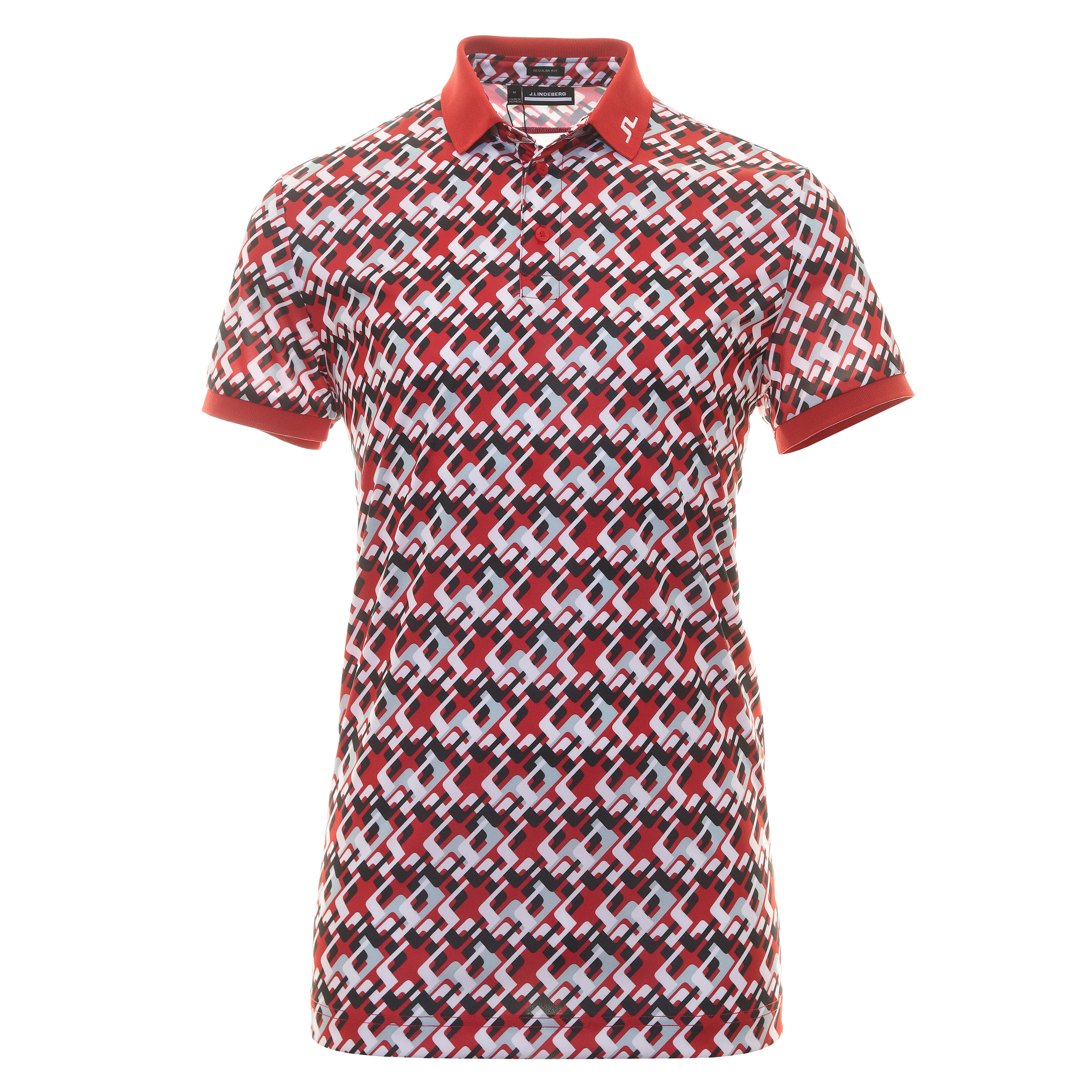 J.Lindeberg Golf KV Print Polo Shirt GMJT08571 Micro Bridge Cherry G137 ...