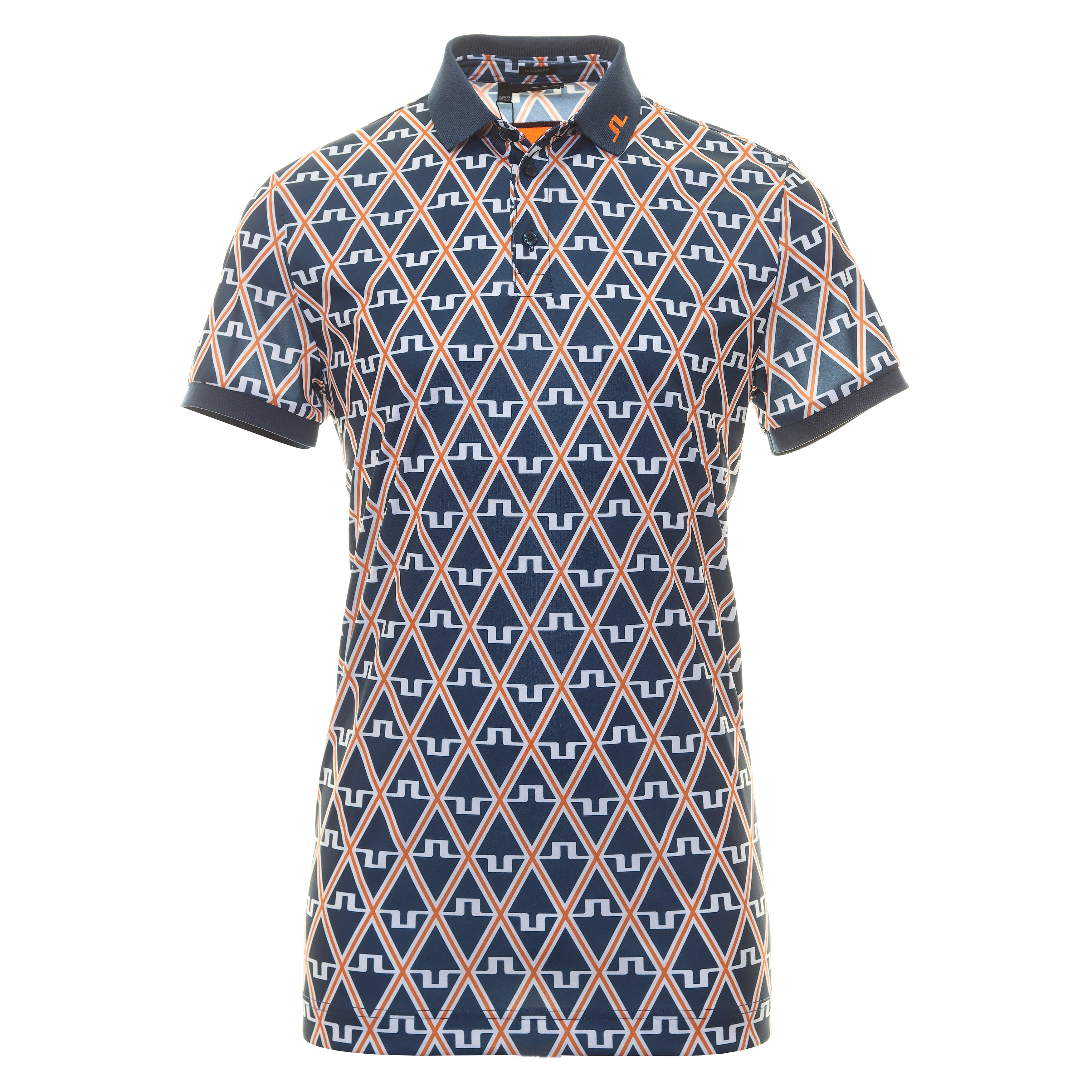 J.Lindeberg Golf KV Print Polo Shirt GMJT08571 Estate Blue Diamond O489 ...