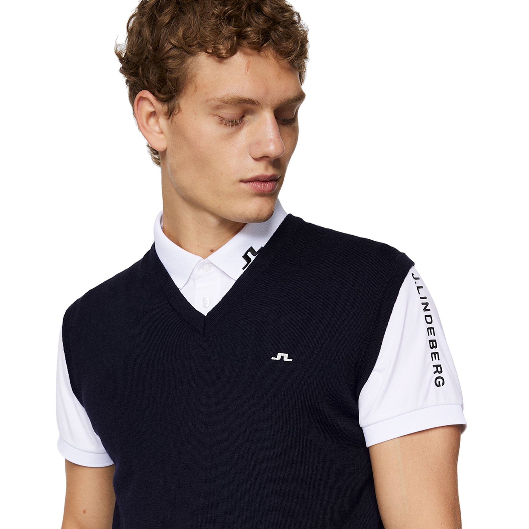 J.Lindeberg Golf Liam Knitted Vest SS25 JL Navy 6855