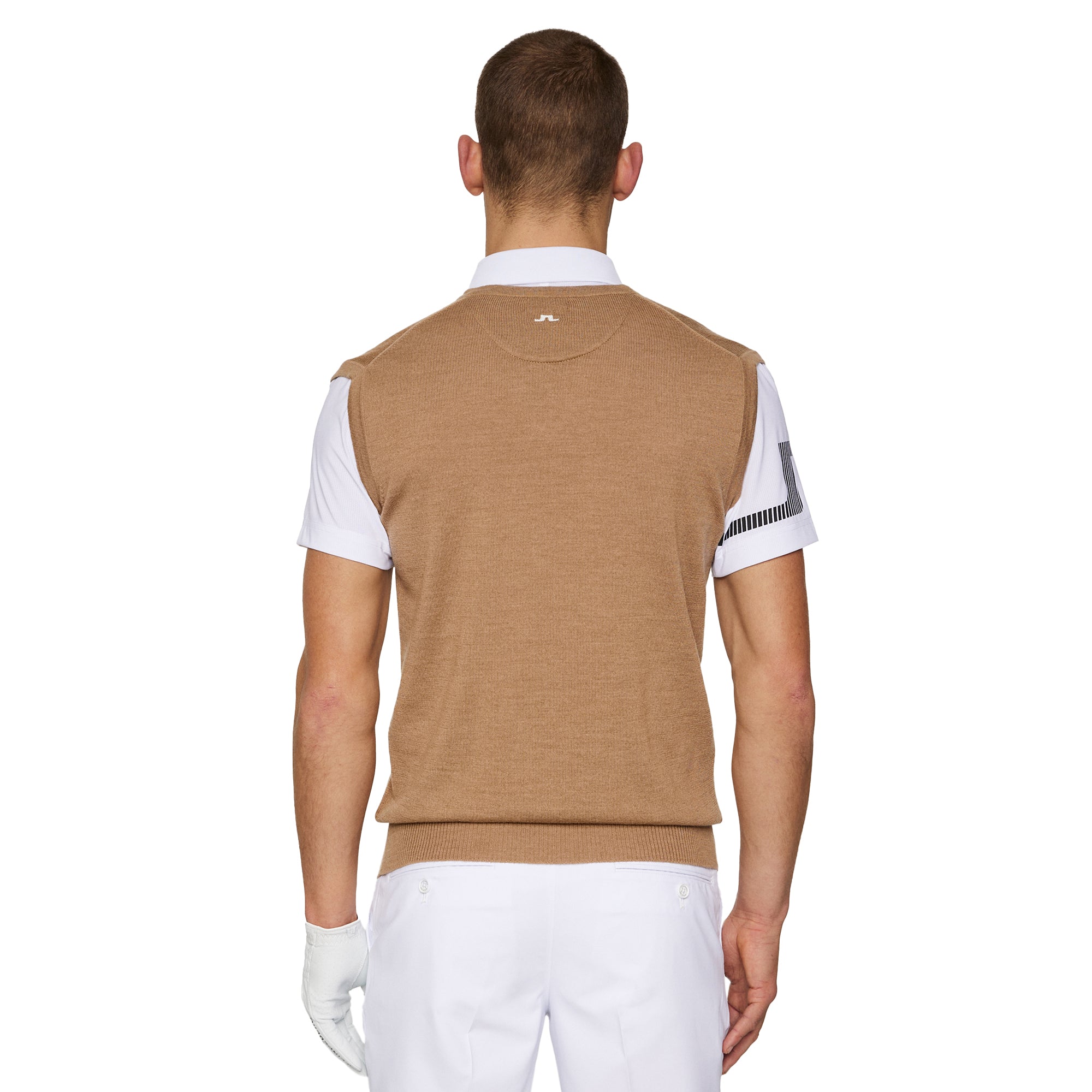 J.Lindeberg Golf Liam Knitted Vest SS25 Tigers Eye E376